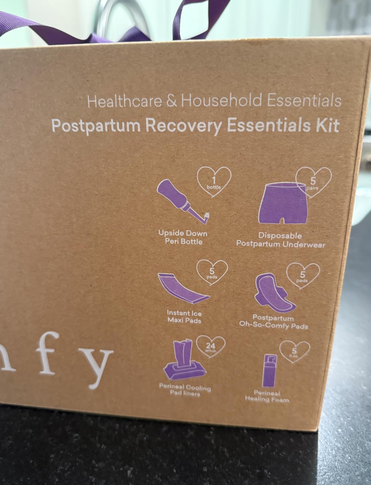 PurComfy 18 Pcs Postpartum Essentials Recovery Kit, Includes 5 Disposable Underwear, 24 Perineal Pad Liners, Perineal Care Foam, 5 Instant Ice Pads, Peri Bottle and 5 Postpartum Pads customer photo 2