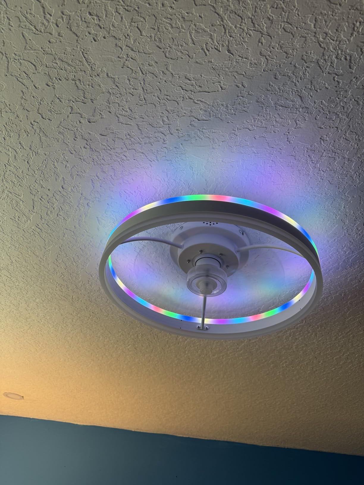 STERREN RGB Ceiling Fans with Lights, 20'' Smart LED Ceiling Fan with Remote/APP Control, Modern Low Profile Bladeless Chandelier Fan, Dimmable White Fandelier for Bedroom, Living Room, Kitchen customer photo 1