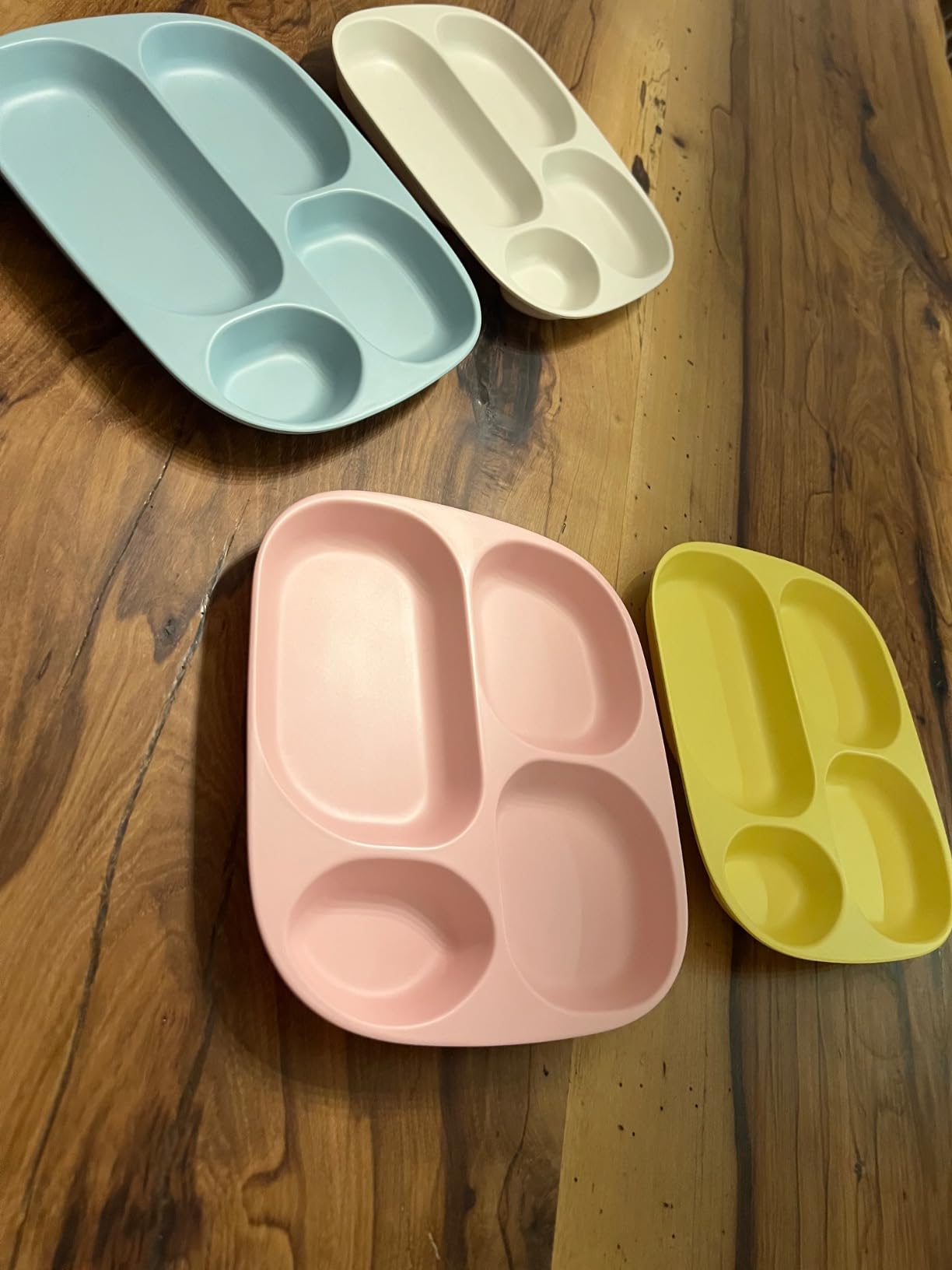 shopwithgreen Bamboo Divided Plates for Kids Adults - Dinnerware Set for Toddlers Kids Children Baby, Toddler Dinner Plates, BPA Free, Stackable, Dishwasher Safe, 9.4 inch, Set of 4 customer photo 1
