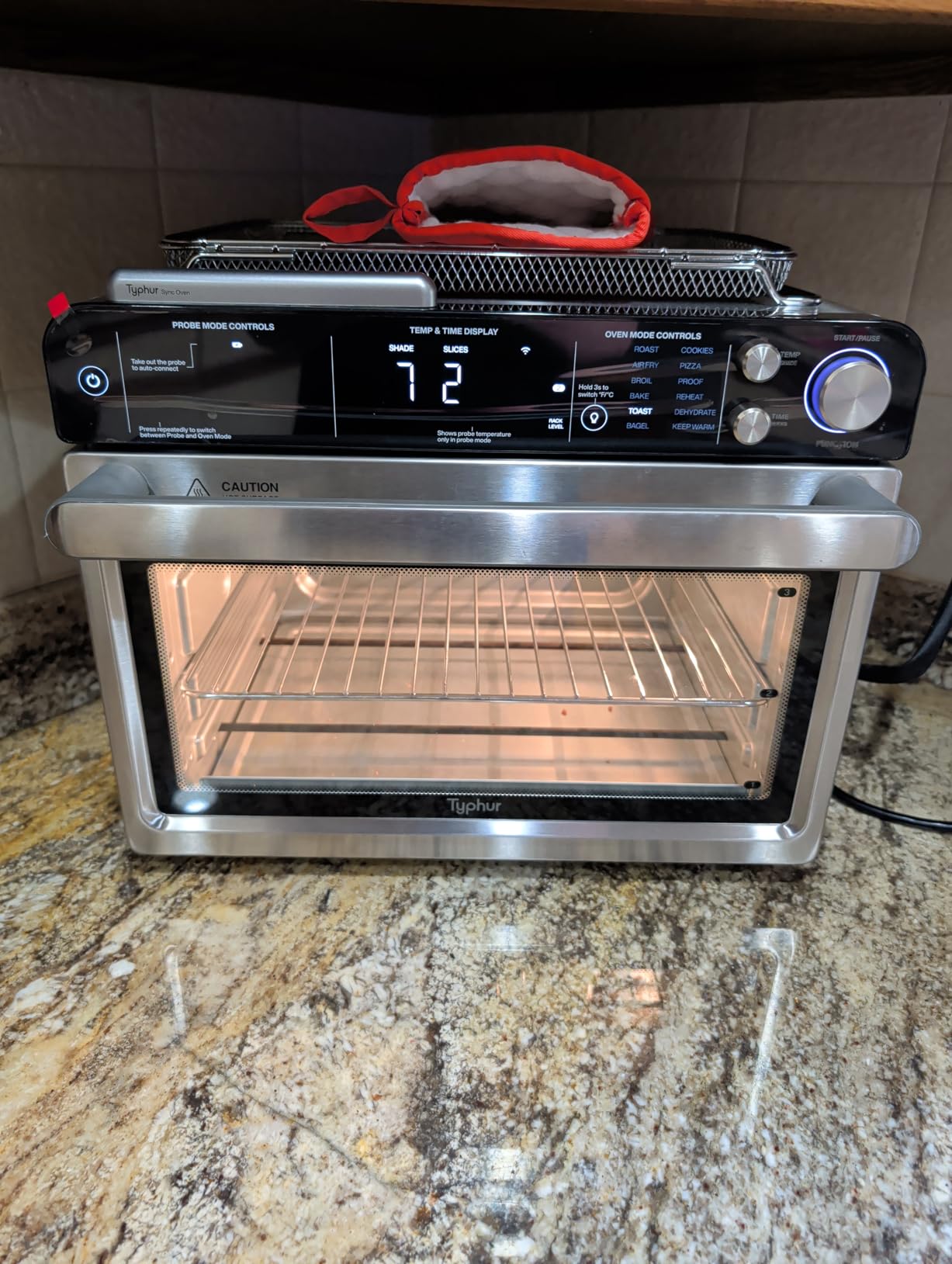 Typhur Sync Oven with Smart AI Wireless Meat Thermometer Probe, 12-in-1 Countertop Air Fryer Toaster Oven Combo, 360° Turbo Convection, Dehydrator, Recipe & 5 Accessories, Large 27QT, Stainless Steel customer photo 1