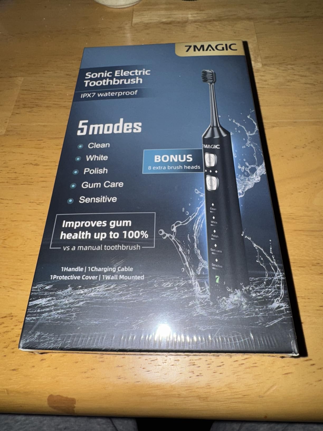 7MAGIC Sonic Electric Toothbrush for Adults and Kids - Up to 180 Days Runtime, 42000 VPM Powered Toothbrush, 5 Modes & 3 Intensities for Sensitive Teeth & Braces, Includes 8 Brush Heads, Black customer photo 2