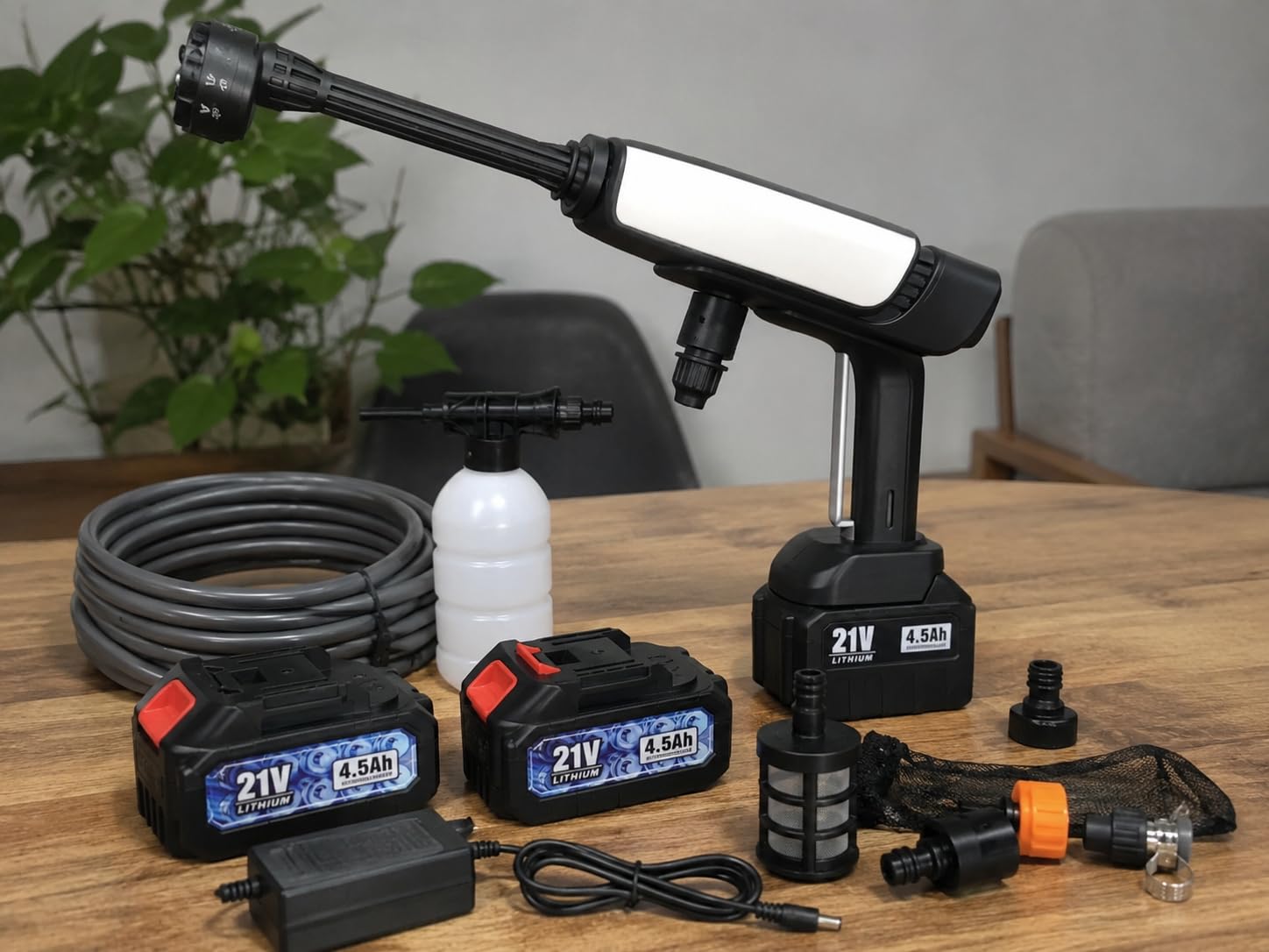 Cordless Pressure Washer Battery Powered,Portable Power Washer with 2pcs 4.5Ah 21V Battery&Charger & 6-in-1 Nozzle,2 Power Level & on/Off Button,Handheld Pressure Washer for Car,Home,Garden Patio customer photo 1