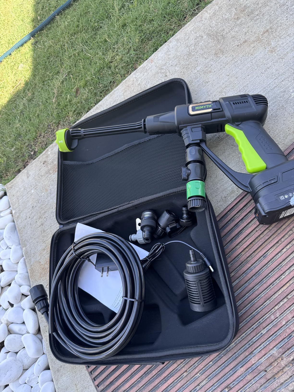 Cordless Portable Washer, Handheld Washer, Battery Operated Washer for Car Home Outdoor Patio Garden, Lightweight Car Washer, Washer with Foam Pot, Cleaner with 23FT Elastic Hose (PowerGreen) customer photo 2