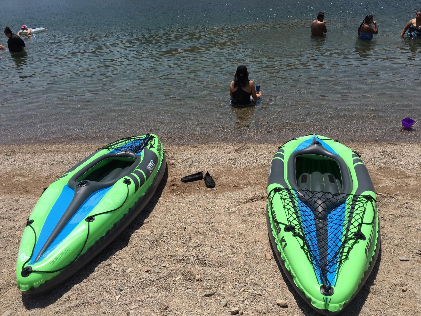 INTEX Challenger Inflatable Kayak Series: Includes Deluxe 86in Kayak Paddles and High-Output Pump - SuperStrong PVC - Adjustable Seat with Backrest - Removable Skeg - Cargo Storage Net customer photo 2