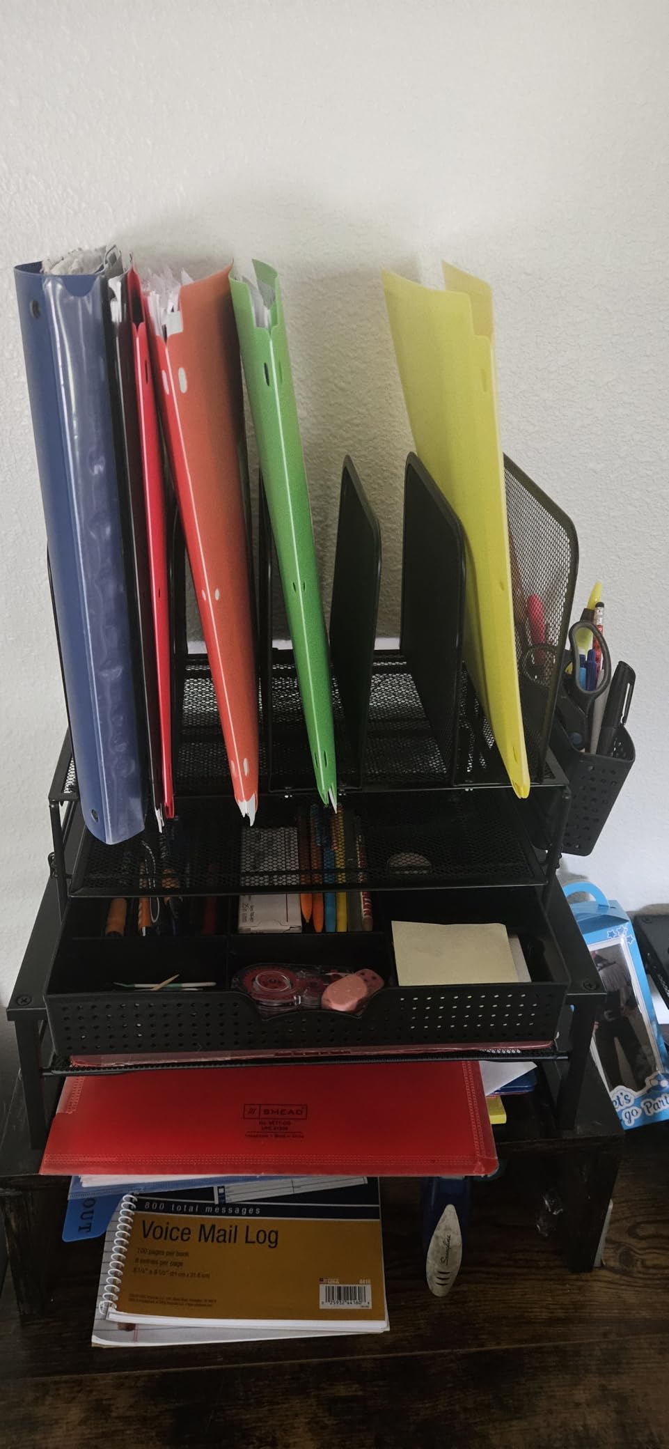 Simple Houseware Mesh Desk Organizer with Sliding Drawer, Double Tray and 5 Upright Sections, Black customer photo 1