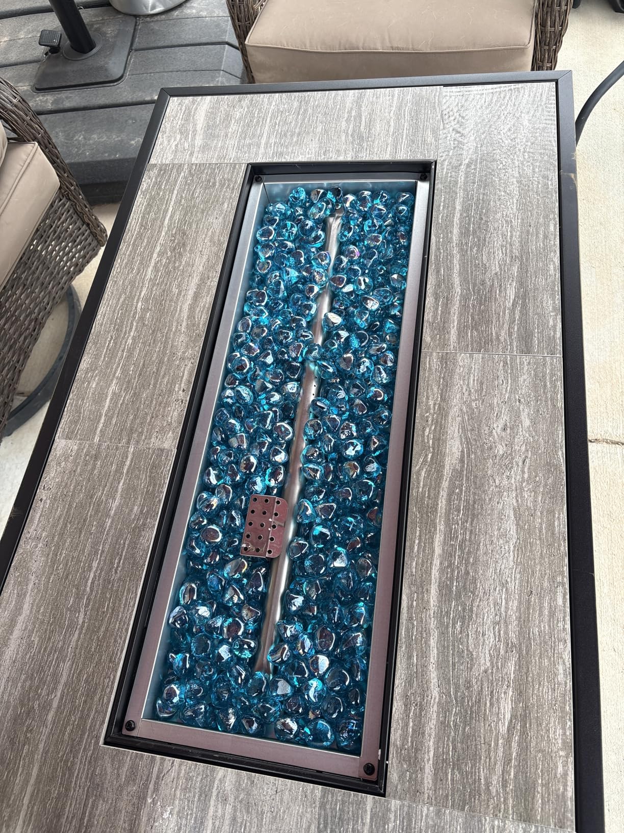 BALI OUTDOORS 42 inch Propane Fire Pit Patio Outdoor Fire Pit Table Large Black Firepits for Outside Rectangular customer photo 2