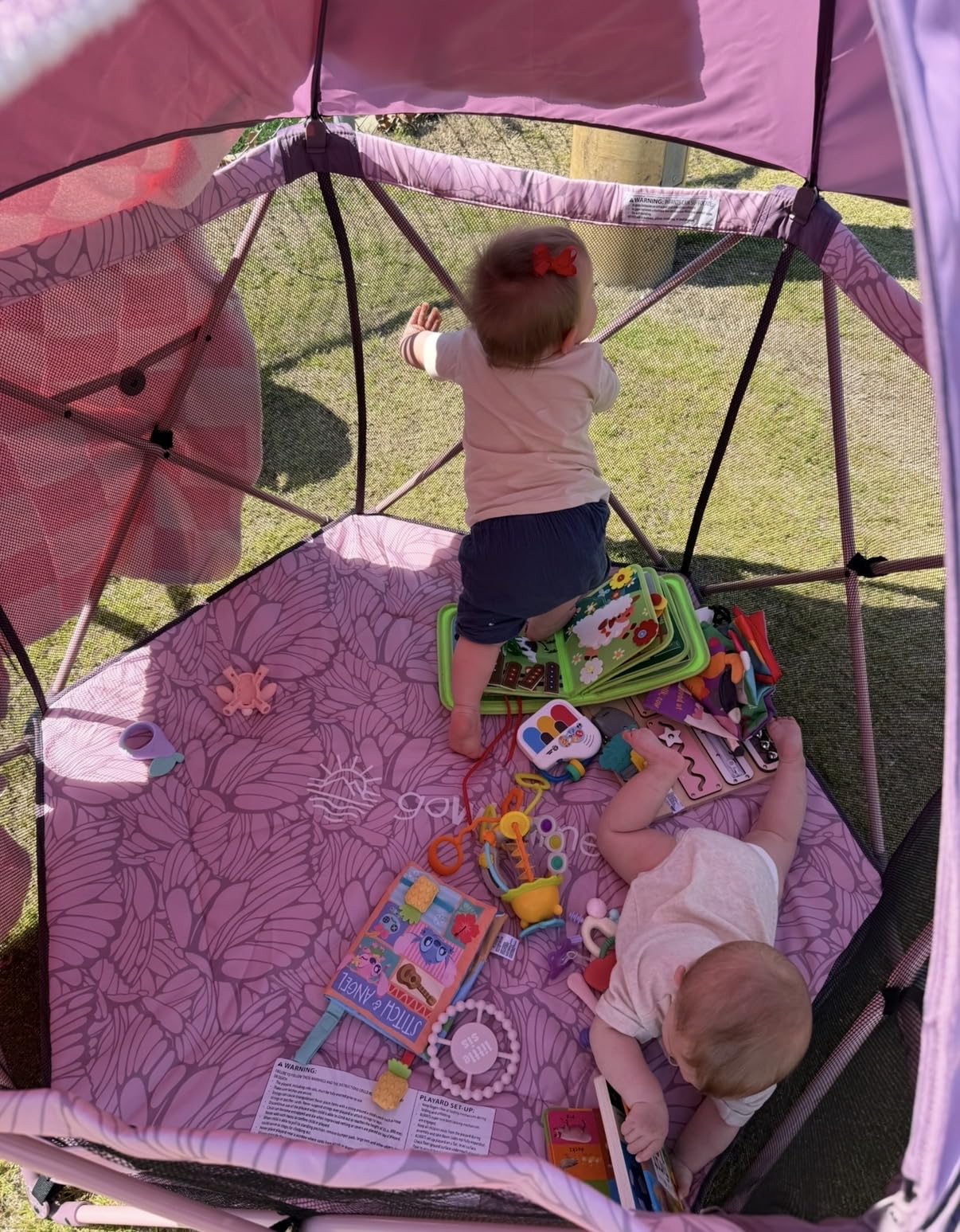 Baby Delight Go With Me Eclipse Mesh Portable Playard | Playpen | Sun Canopy | Indoor and Outdoor | Watercolor Stripe Base customer photo 2