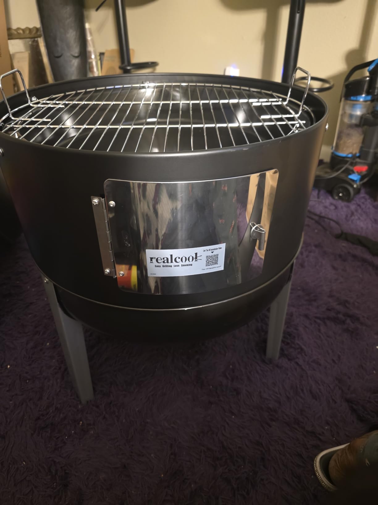Realcook Vertical 17 Inch Steel Charcoal Smoker, Heavy Duty Round BBQ Grill for Outdoor Cooking customer photo 1