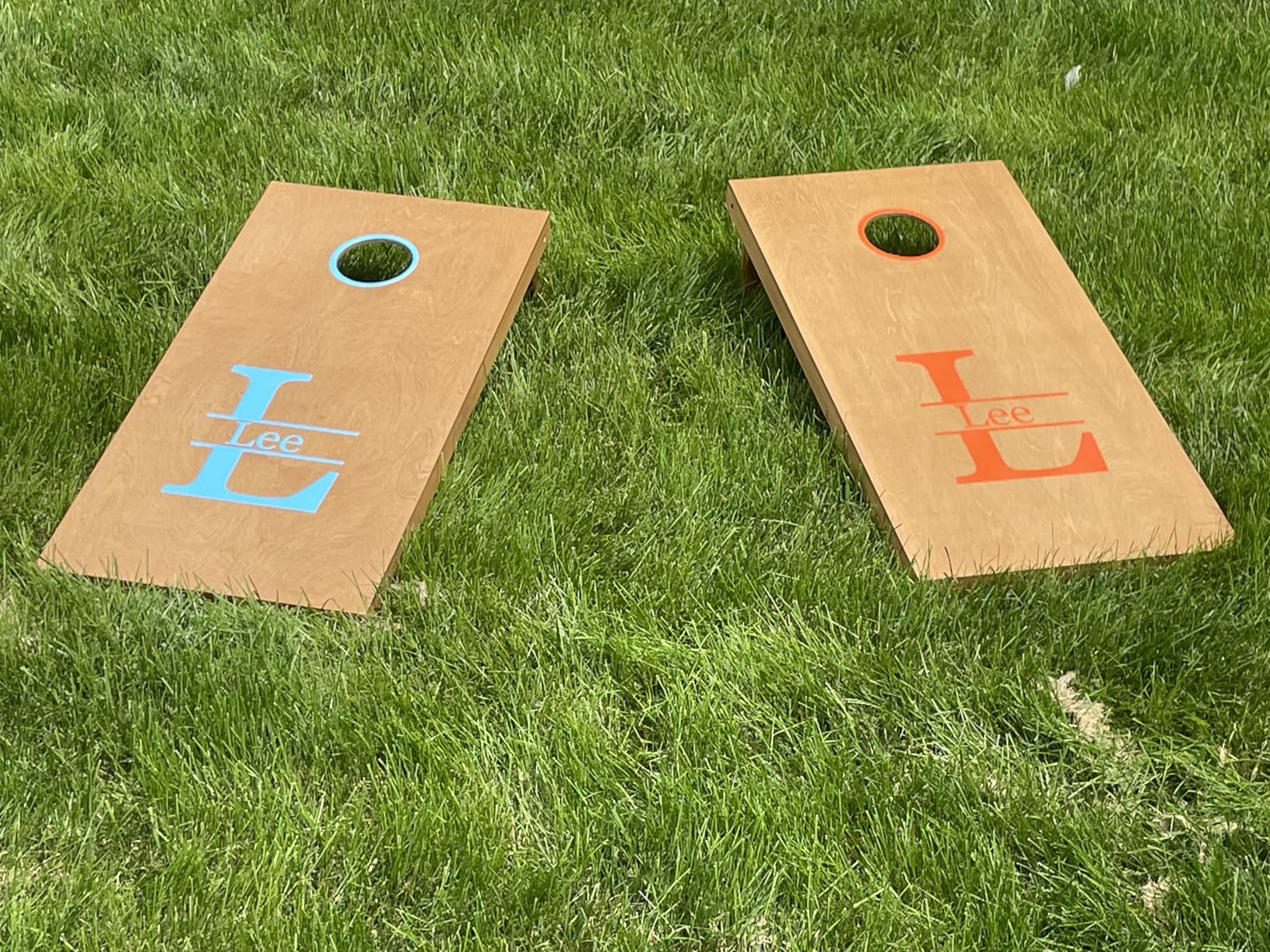 GoSports 4 ft x 2 ft Regulation Size Wooden Cornhole Boards Set with Light Brown Finish - Includes Carrying Case customer photo 1