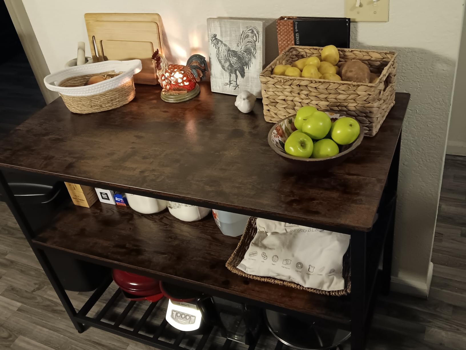 VASAGLE Kitchen Island with 3 Shelves, Storage Cabinet, Steel Structure customer photo 2
