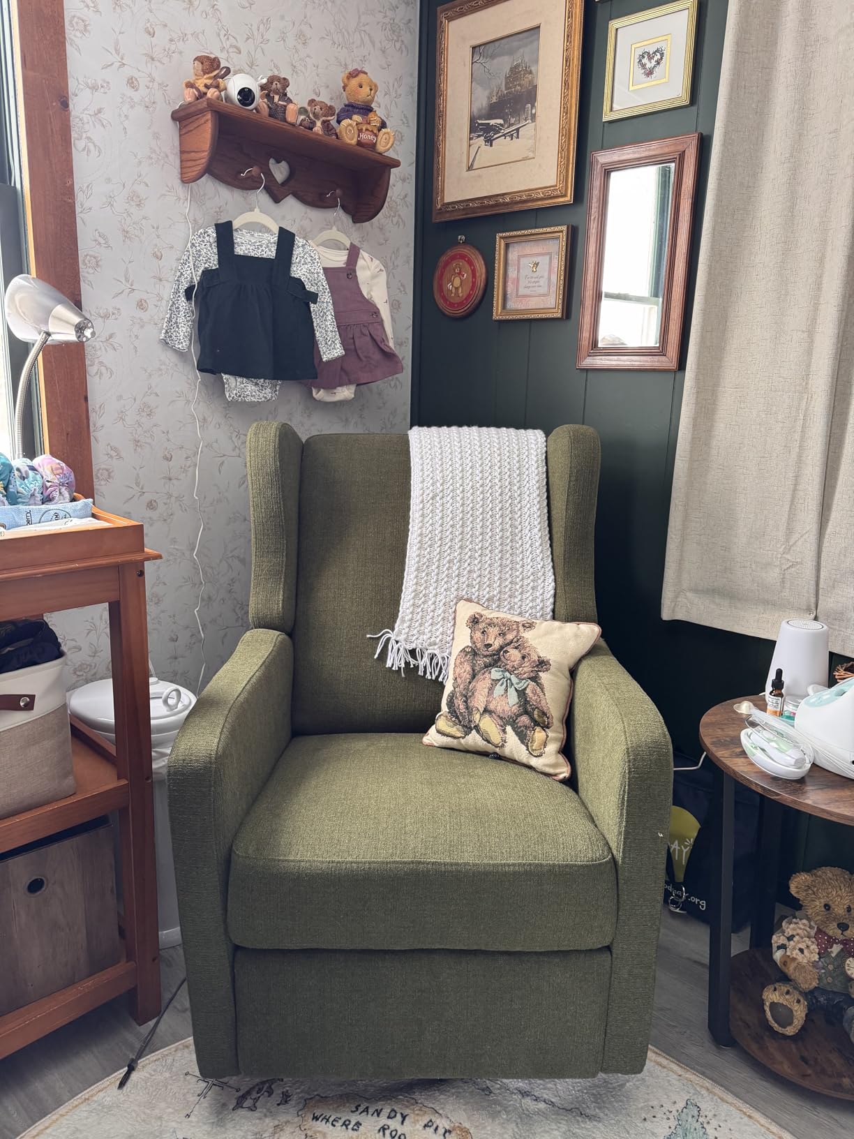 Carter's Arlo Glider Recliner Nursery Chair - Water & Stain Resistant Glider Rocking Chair for Nursery - GREENGUARD Gold, FSC & Certi-PUR US Certified - Cozy Cream Swivel Rocker Recliner Chair customer photo 2