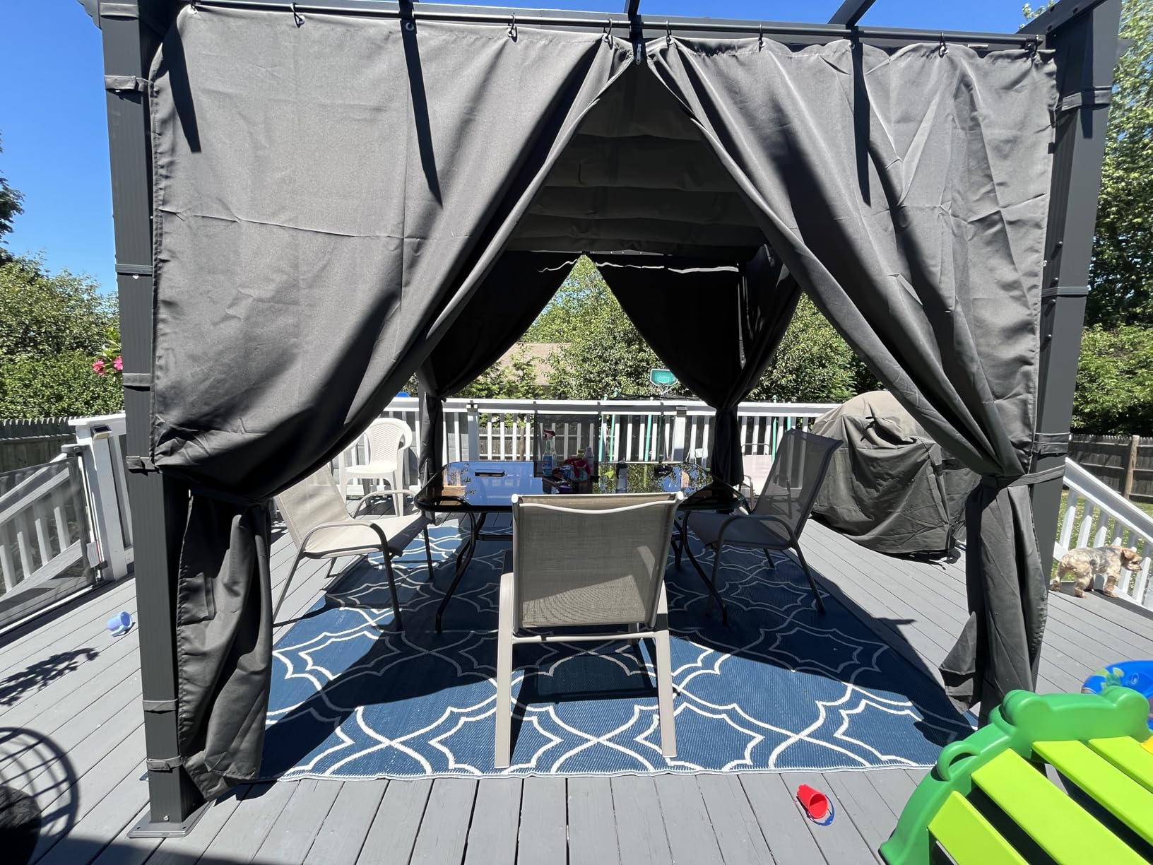 PURPLE LEAF 10' X 10' Outdoor Retractable Pergola with Sun Shade Canopy Patio Metal Shelter for Garden Porch Beach Pavilion Grill Gazebo Modern Yard Grape Trellis Pergola, Beige customer photo 1