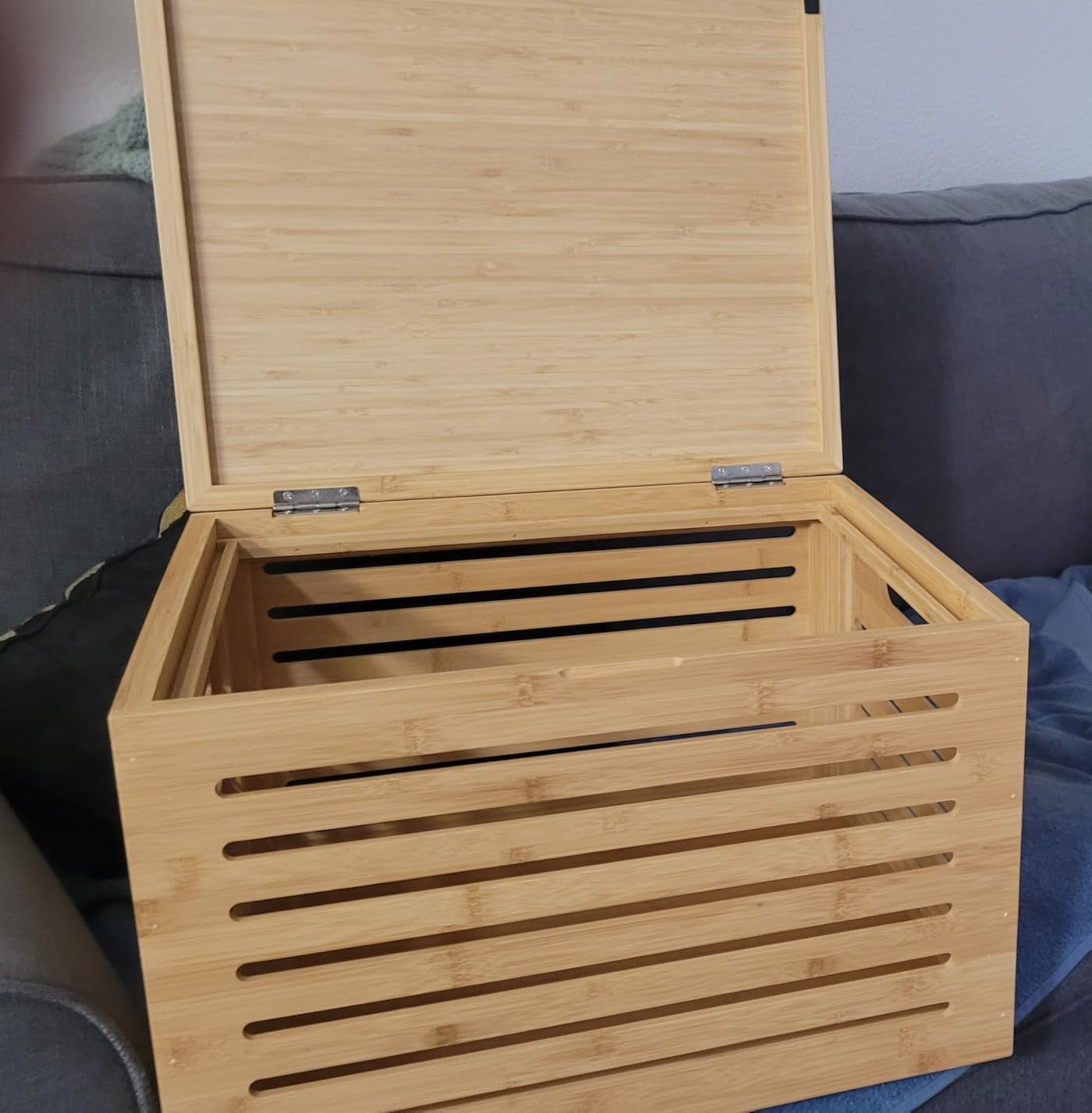 BIRDROCK HOME Bamboo Rolling File Storage Organizer Box with Lid - Decorative File Cabinet on Wheels, Portable File Box on Wheels, Mobile Filing Solution - Natural customer photo 1