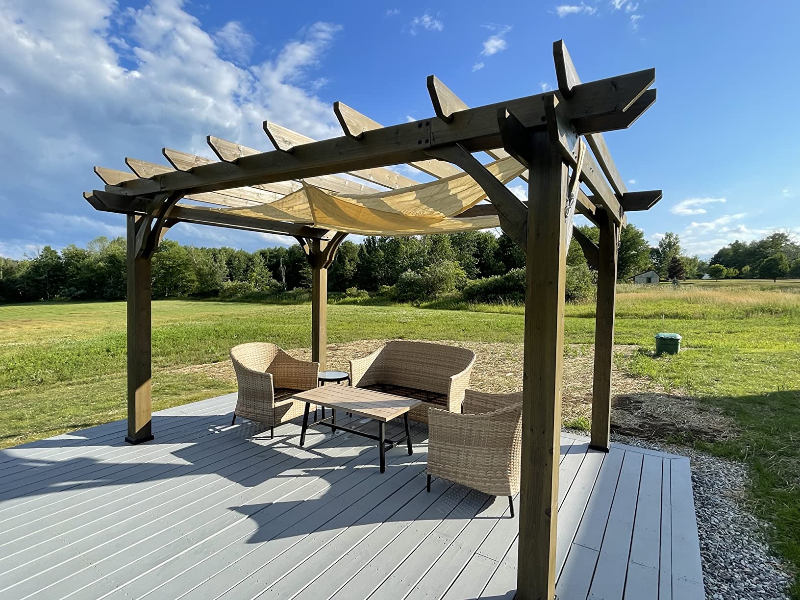 Backyard Discovery Somerville 14' x 10' Cedar Wood Pergola Kit with Trellis Roof, All-Season Durability, High-Wind Rating, PowerPort customer photo 2
