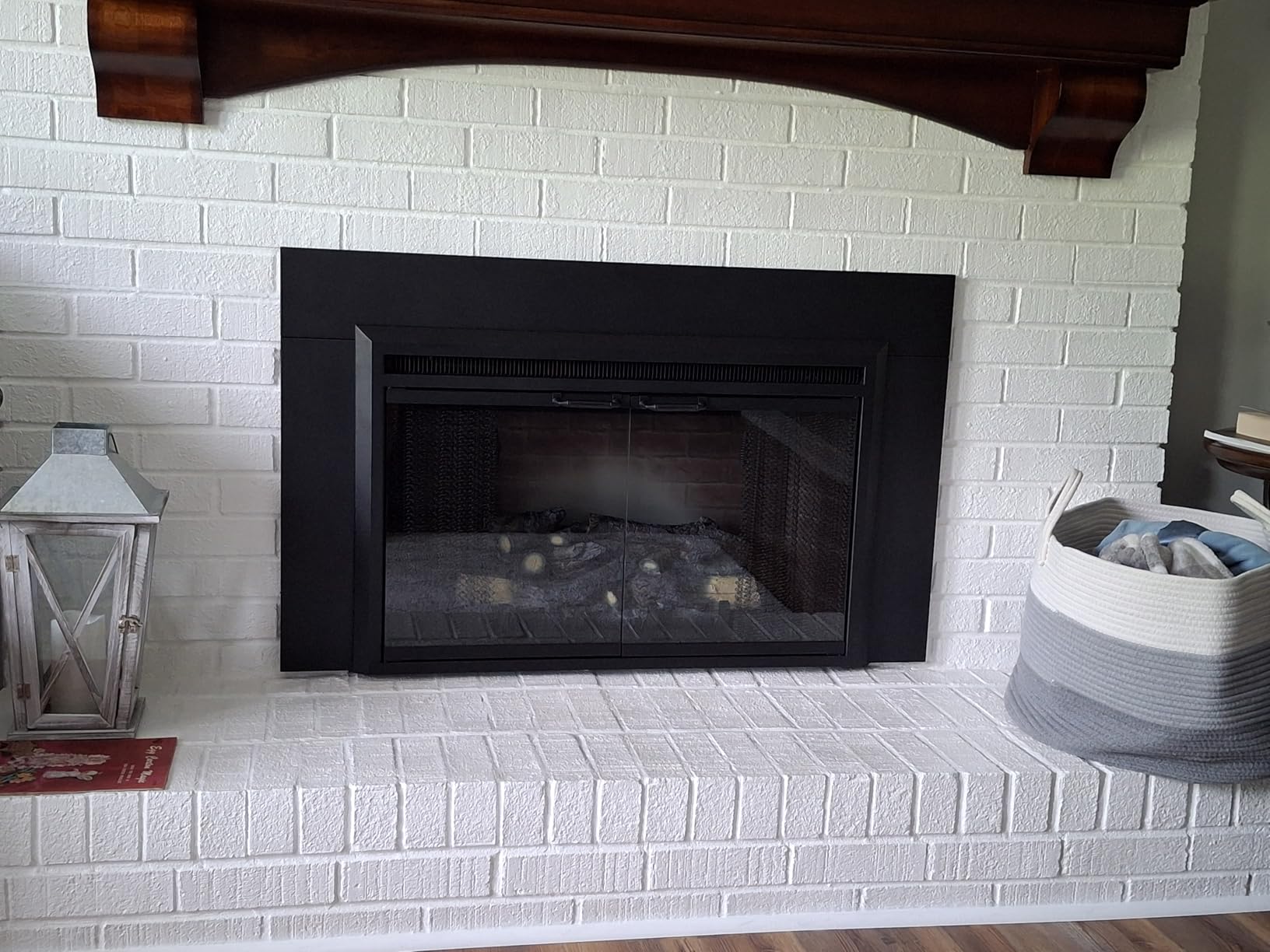 PuraFlame Klaus Electric Fireplace Insert with Fire Crackling Sound, Glass Door and Mesh Screen, 750/1500W, Black, 29 15/16 Inches Wide, 23 3/16 Inches High customer photo 1