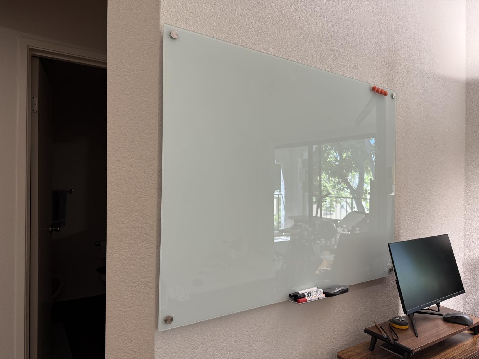 TSJ OFFICE Glass Dry-Erase Board - 36 x 24 Inches Wall Mounted Whiteboard with Magnetism, Large Frameless Glass White Board for Office, Home & School customer photo 2
