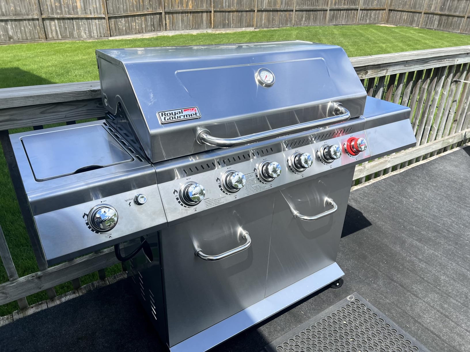 Royal Gourmet GA6402S 6-Burner Propane Gas Grill with Side Burner and Warming Rack, 74,000 BTUs, Cabinet Style Outdoor BBQ Grill for Barbecue Grilling & Backyard Cooking, Silver customer photo 1