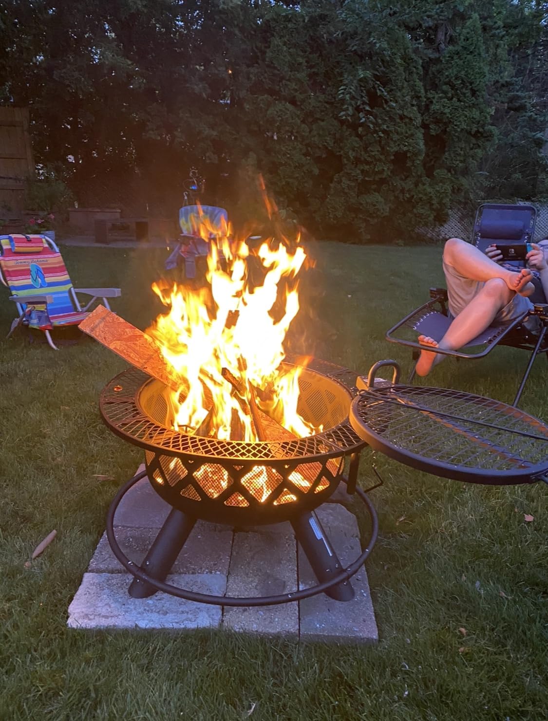BALI OUTDOORS Fire Pit with Poker, 32 inch Outdoor Fire Pit Patio, Wood Burning Firepits for Outside with Grill customer photo 2