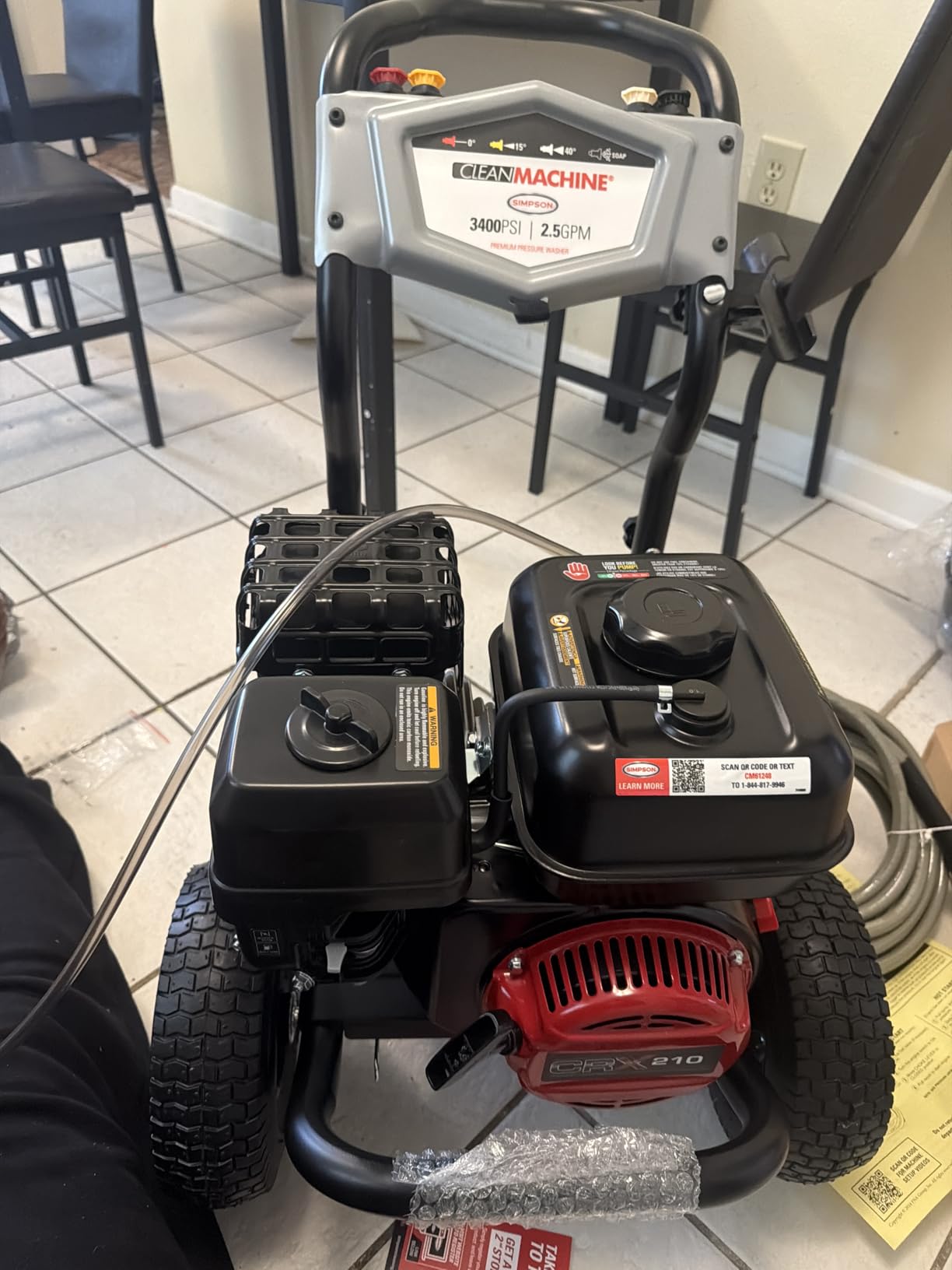 Simpson 3400 PSI Gas Pressure Washer and 15-Inch Surface Cleaner, 2.5 GPM Residential Power Washer, 25' Hose, Clean Machine, 49-State (CM61248-S) customer photo 1