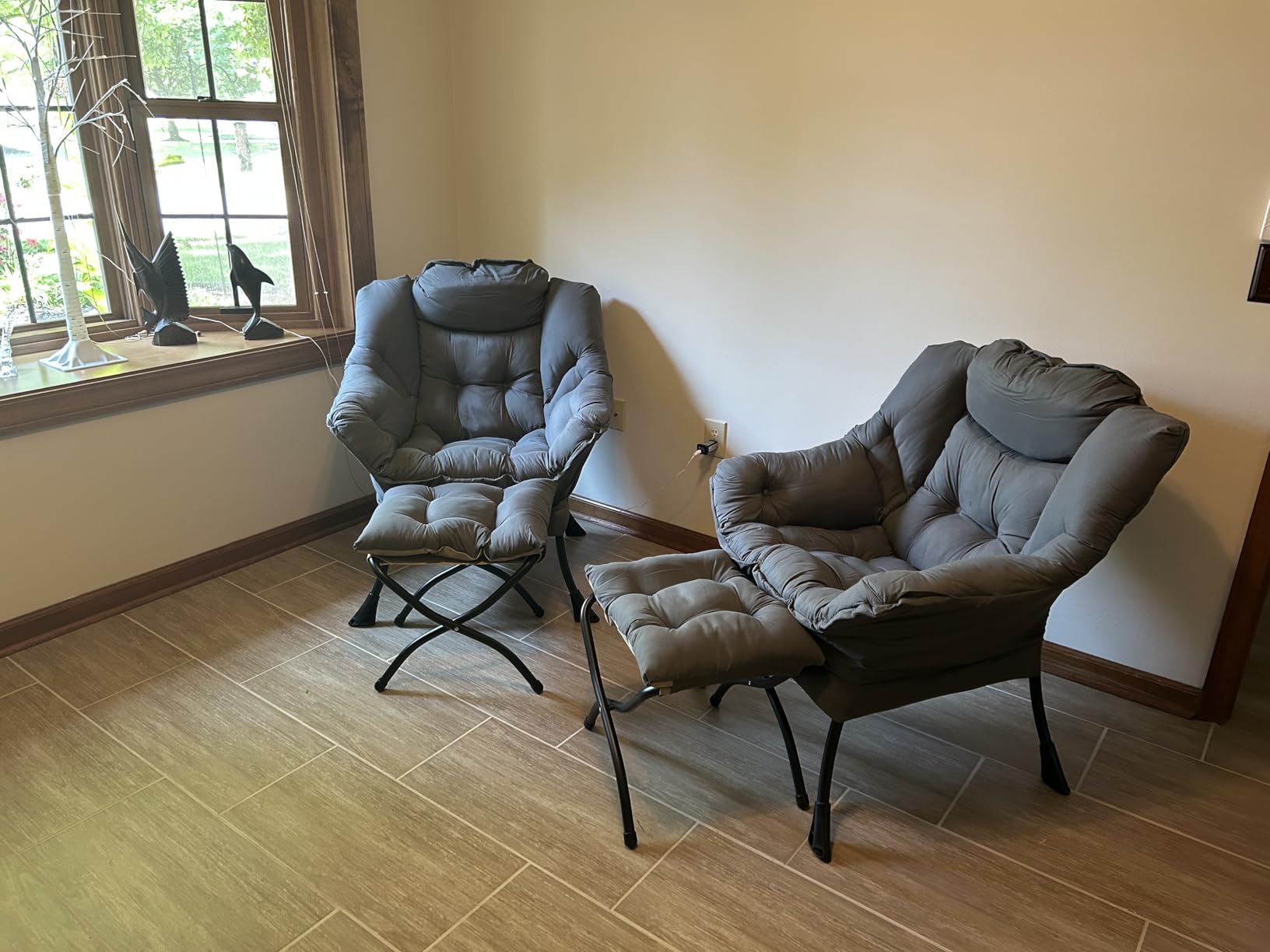 Tiita Modern Large Accent Chair with Ottoman, Comfy Leisure Sofa Armchair with Footrest, Reading Chair, Dark Grey customer photo 2