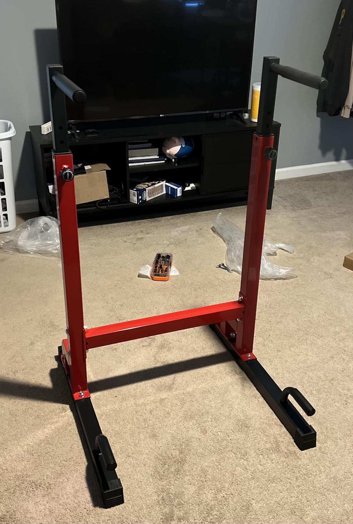 BalanceFrom Steel Frame Dip Station with Adjustable Height, 500 Pound Weight Capacity - Upper Body Workout Home Gym Equipment for Triceps, Push & Pull Ups, Leg Raises, and Bench Press customer photo 2