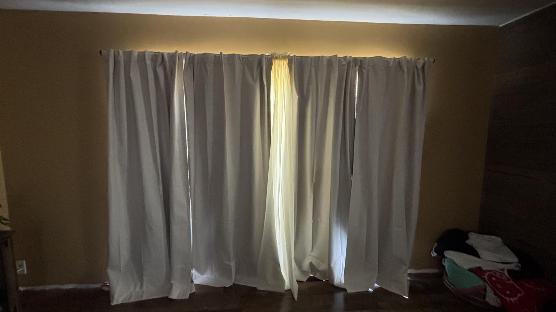Linen Total Blackout Curtains for Bedroom Living Room 84 Inch, Cream customer photo 1