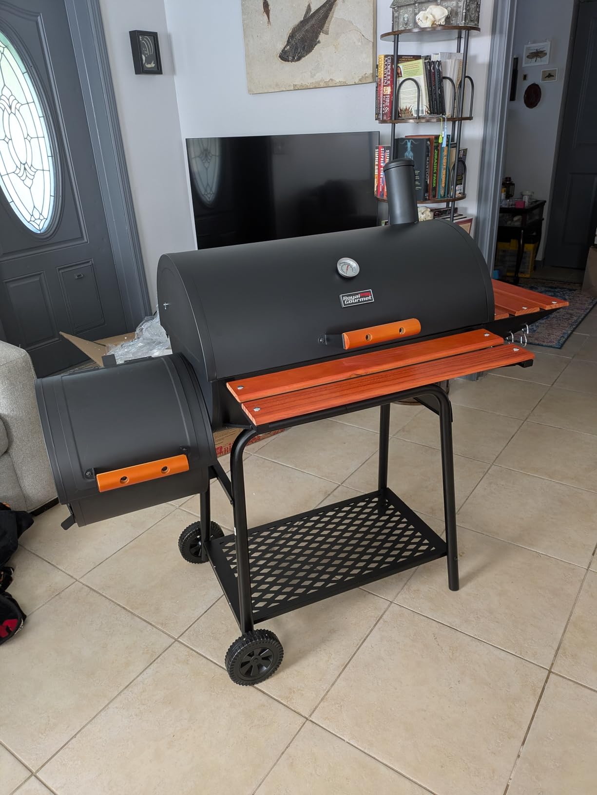 Royal Gourmet CC1830W 30-Inch Charcoal Grill with Offset Smoker and Wood-Painted Side Table, Outdoor Smoker Grill with 811 Sq. In. Cooking Area customer photo 2