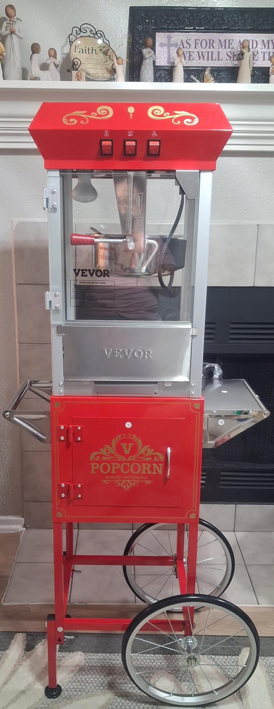 VEVOR Commercial Popcorn Machine, 12 Oz Kettle, 1440 W Countertop Popcorn Maker for 80 Cups per Batch, Theater Style Popper with 3-Switch Control Steel Frame Tempered Glass Doors 1 Scoop 2 Spoons, Red customer photo 1