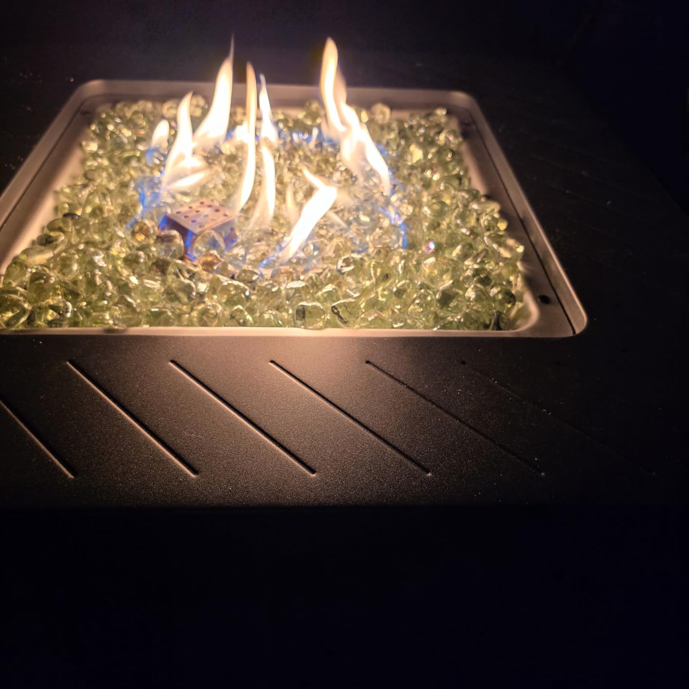 EAST OAK 28'' Propane Fire Pit Table, 50,000 BTU Steel Gas FirePit for Outdoor, Outside Patio Deck and Garden, CSA Certified Fire Table with Magnetic Lid, Cover-Storage Basket and Lava Rock, Black customer photo 2