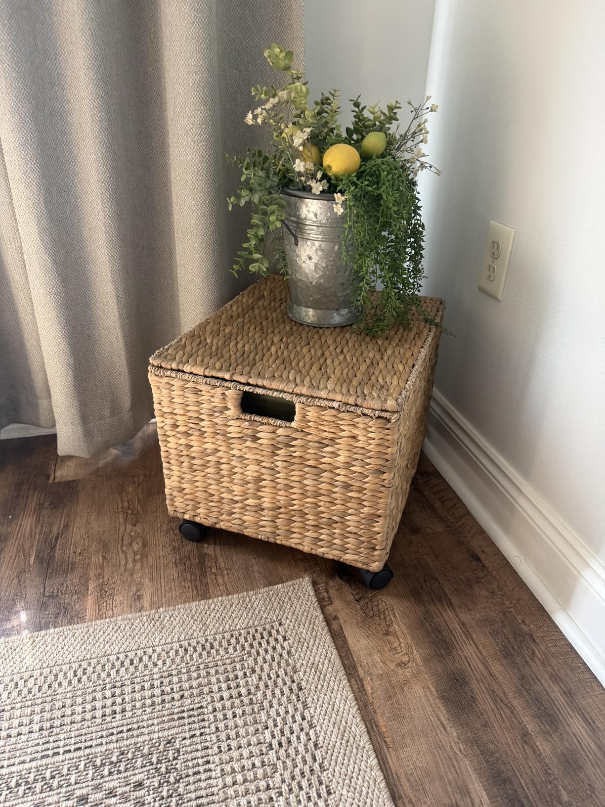 Casafield Rolling Filing Cabinet, Natural - Water Hyacinth File Organizer with Lid and Locking Wheels, Home Office Storage for Hanging Folders customer photo 1