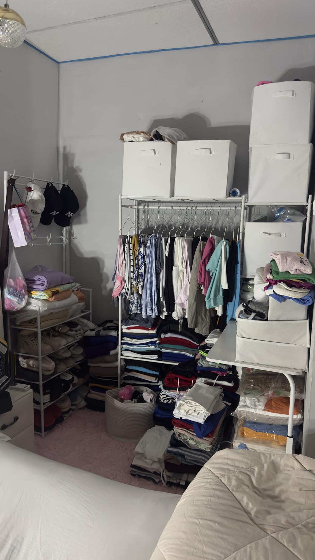 HOMIDEC Wardrobe Closet, Portable Clothes Rack with 4 Tiers Shelves | Freestanding Closet Organizers and Storage System with Hanging Rod, Steel Clothing Rack Suitable for Cloakrooms, Bedrooms, Black customer photo 2