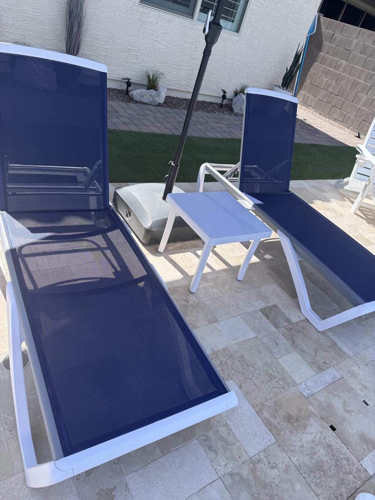 Kozyard Outdoor Chaise Lounge Chair, Fully Flat Adjustable Patio Lounger with Aluminum Frame & Resin Legs, Textilene Fabric for Poolside, Backyard & Beach, (Aqua, Chair) customer photo 2