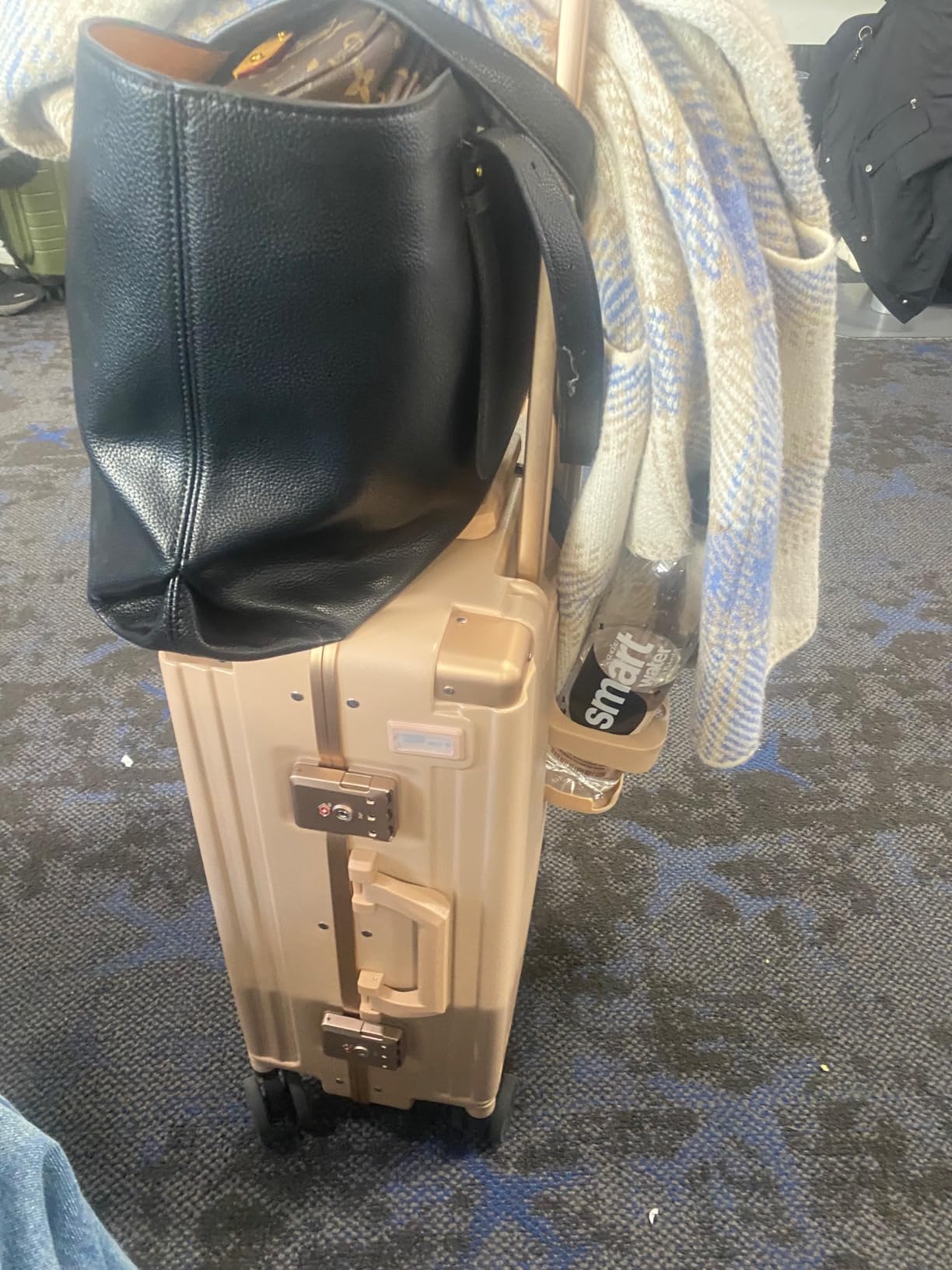 Hard Shell Carry On Luggage 22x14x9 Airline Approved,20 Inch Aluminum Luggage with 100% 3-Layer PC,Carry On Suitcases with Wheels,Cup Holder and USB Port customer photo 1