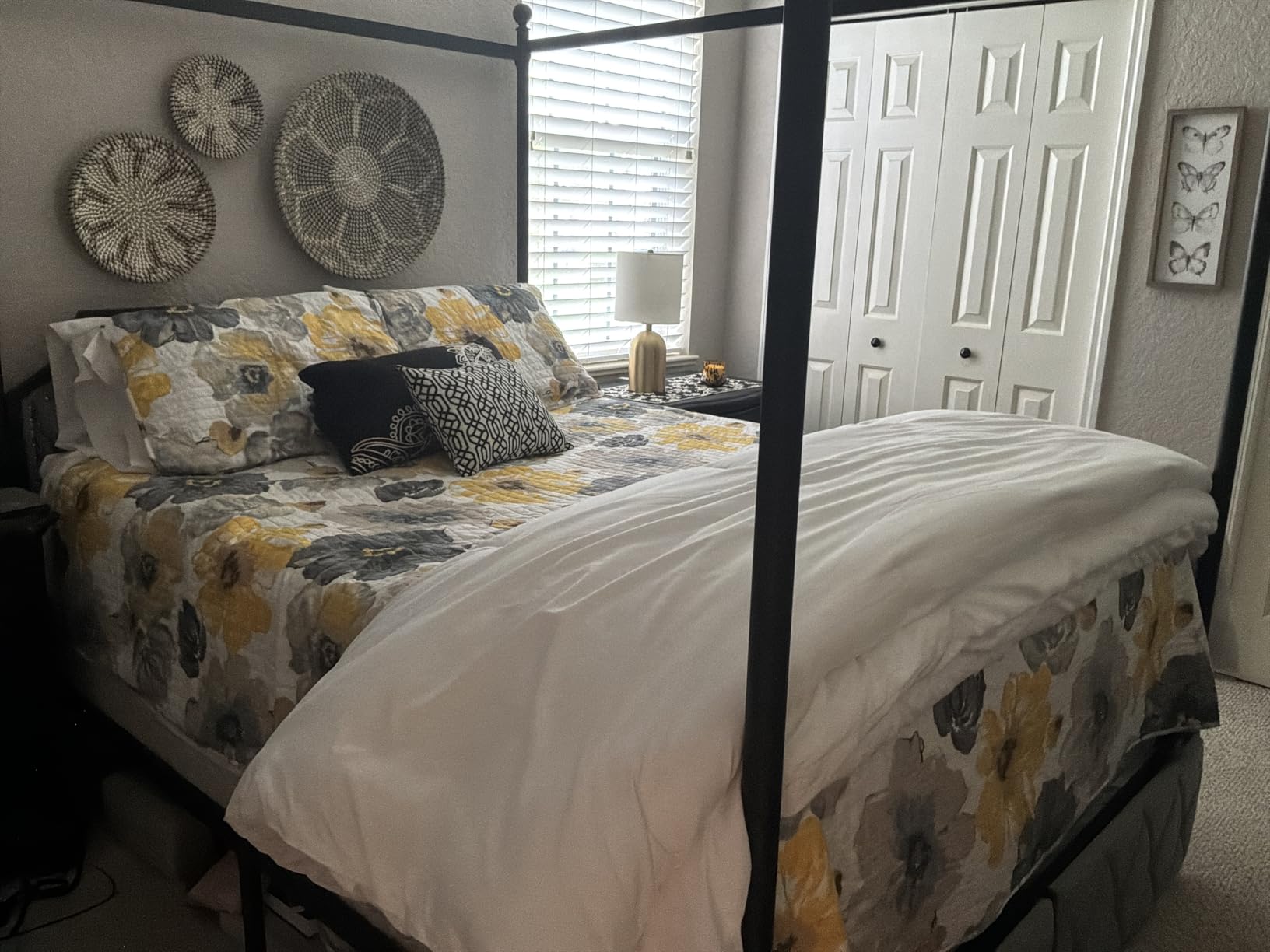 Keyluv Full Upholstered Canopy Bed Frame with 2 Storage Drawers & Button Tufted Headboard, Metal Platform Bed with 4 Removable Posts, Two-Purpose Velvet Bed, Beige/Curtain Not Included customer photo 2