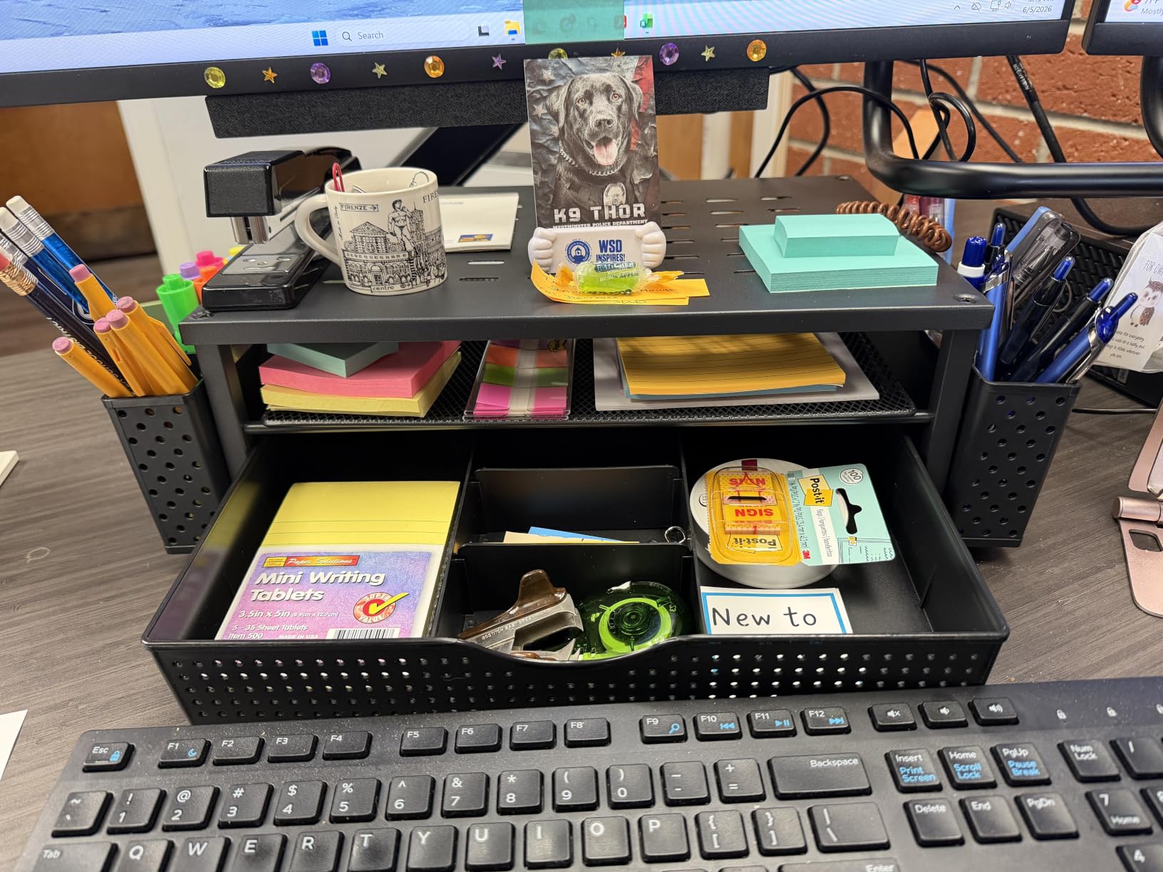 gianotter Desk Organizers and Accessories, Monitor Stand with Drawer and 2 Pen Holder, Desktop Organizer Suitable for Offices and Dormitories (Black) customer photo 1