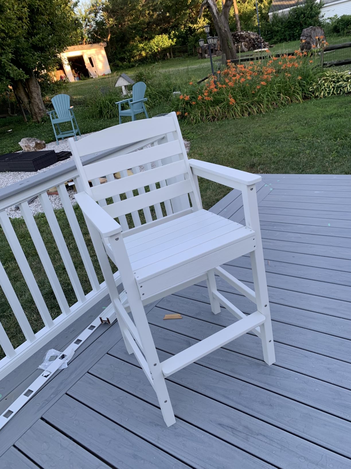 SERWALL HDPE Outdoor Patio Bar Set, Tall Adirondack Bar Chair and Table Set (Coffee, 3 pcs) customer photo 1