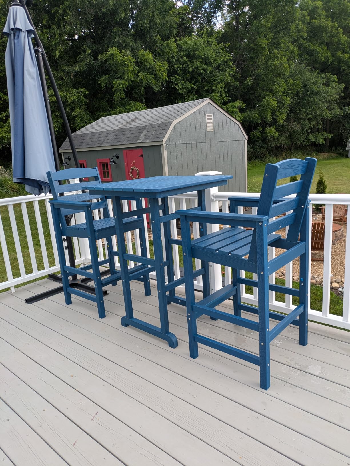 SERWALL HDPE Outdoor Patio Bar Set, Tall Adirondack Bar Chair and Table Set (Coffee, 3 pcs) customer photo 2