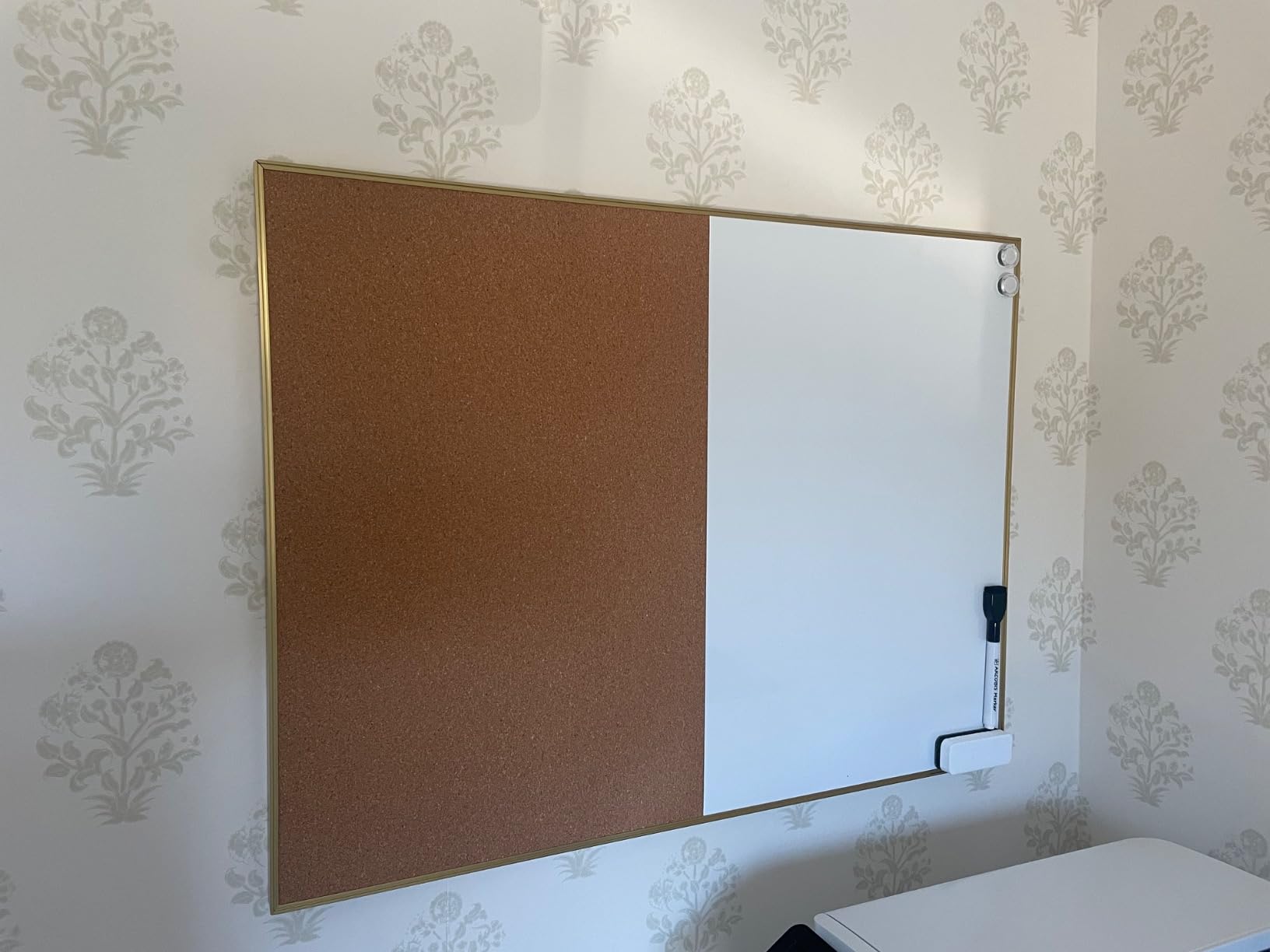 ARCOBIS Cork Board White Board Combo, 24 x 18 Inch Bulletin Board, Magnetic Dry Erase Board & Corkboard for Wall, Vision Board for Home, Office, School, Black Frame customer photo 1