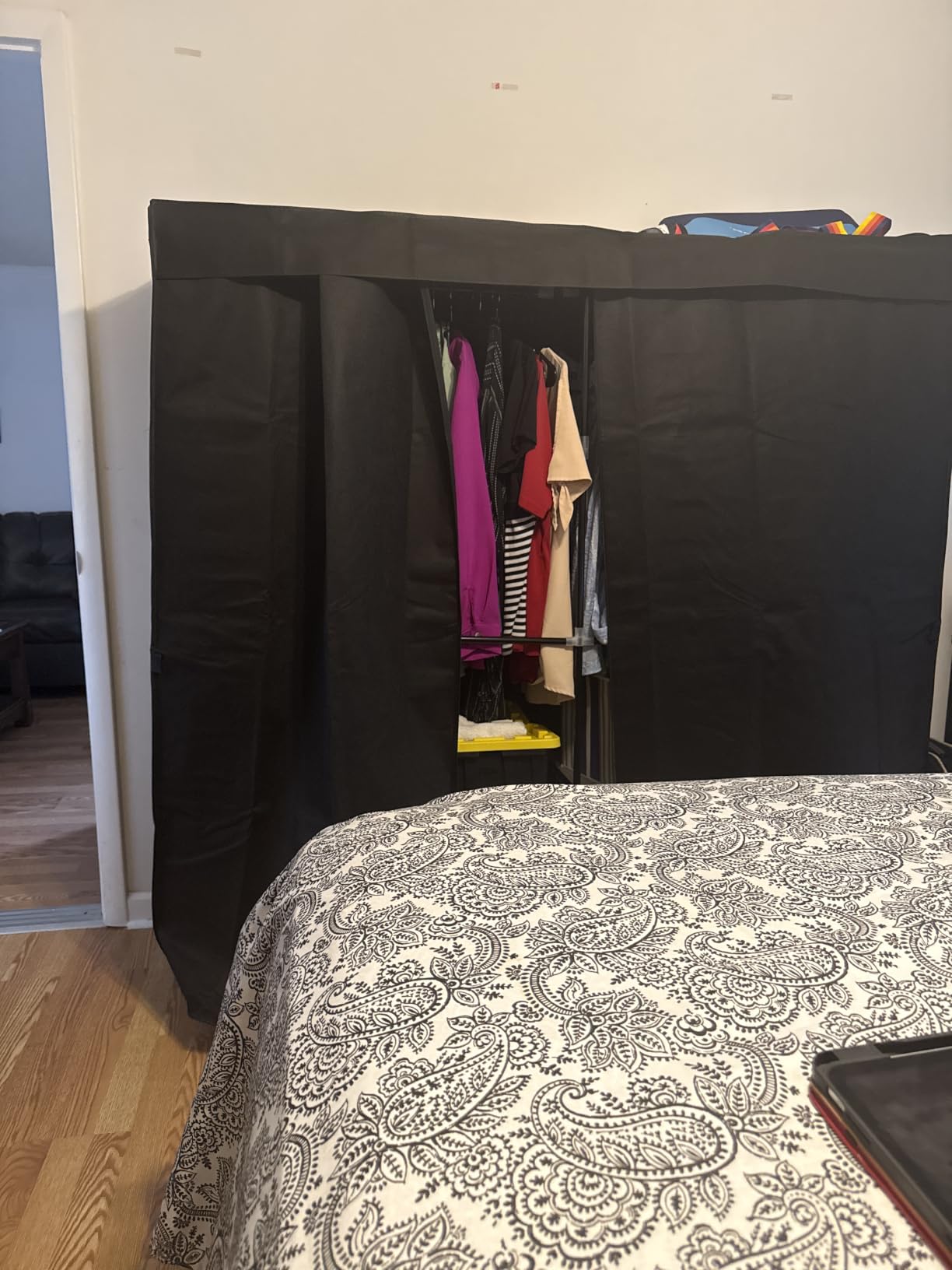 VTRIN Portable Closet for Hanging Clothes 67 Inch Wide Large Capacity Portable Wardrobe Closet with Cover, 4 Storage Shelves and 4 Hanging Rod Sturdy Free Standing Closet for Bedroom, Black customer photo 2
