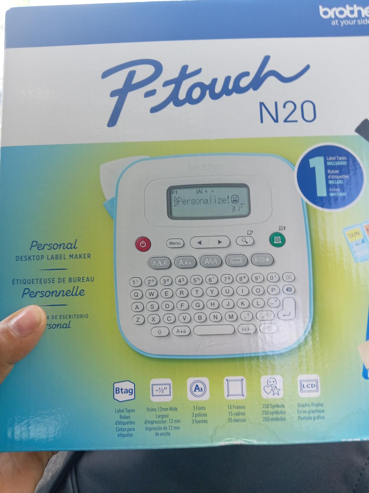 Brother P-Touch PT-N20 Personal Desktop Label Maker, Portable, Handheld and Prints, P-Touch Btag ~1/2 inch (12mm) Wide Color Personalized Label Tapes customer photo 1