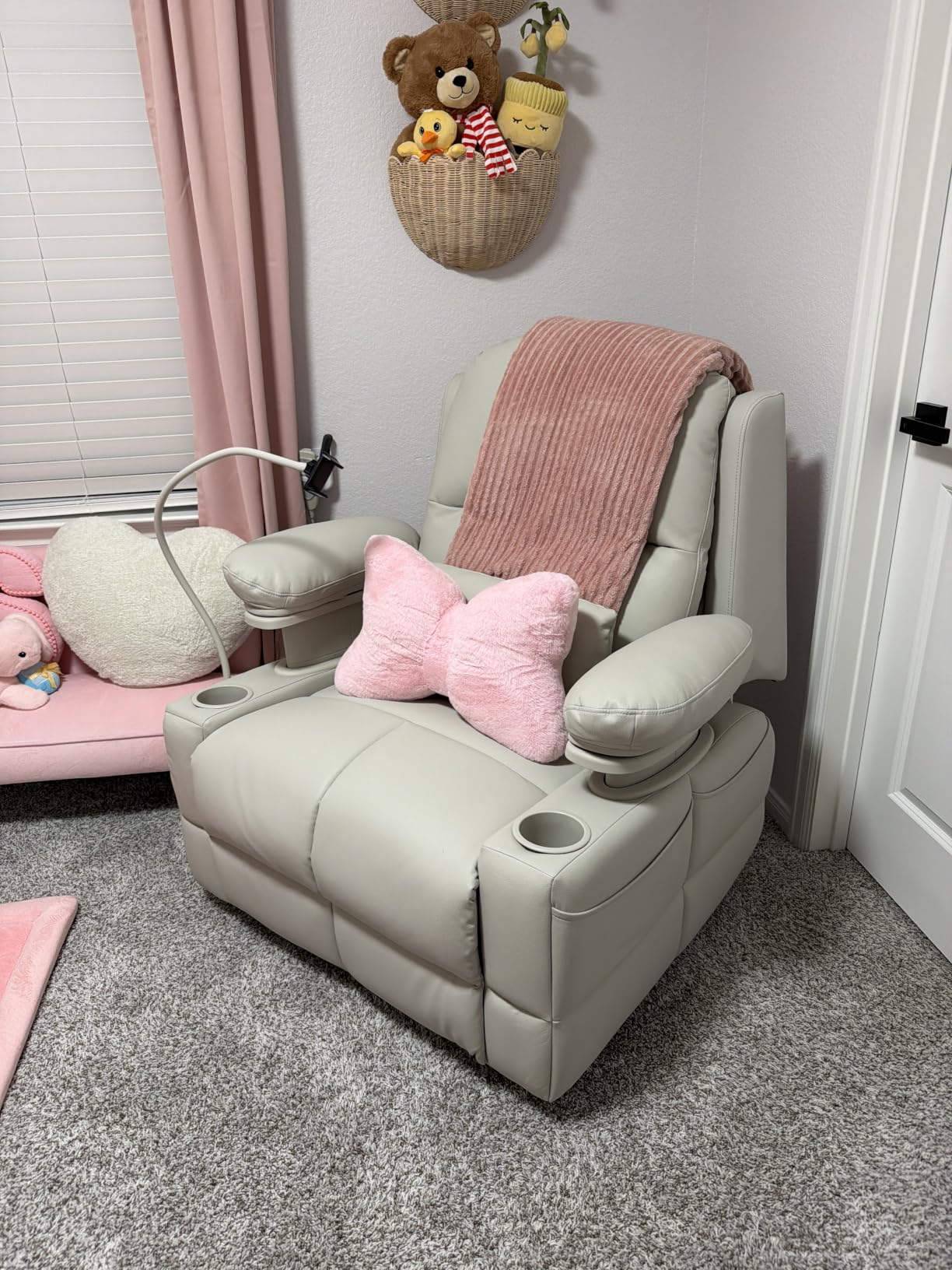 MAMAZING Lullapod Power Nursery Recliner Rocking Chair, Triple Motor Power Recliner with HugAssist Armrest, 270° Swivel Glider and Quiet Rocking Chair Nursery with Dual Charging Port and Storage customer photo 1