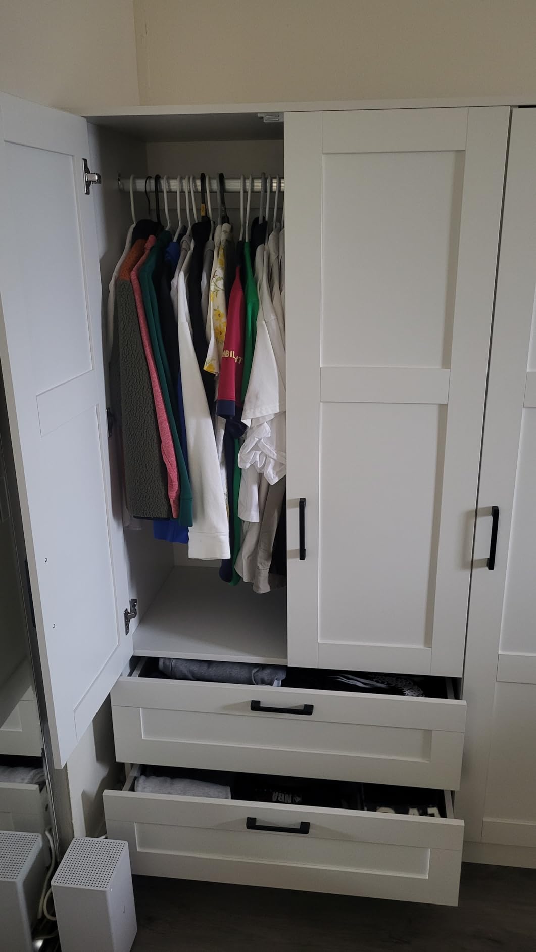 Fenghua Lizhi 3 Doors Wooden Wardrobe Closet Armoire, White Storage Cabinet for Hanging Clothes, Bedroom Large Capacity Freestanding Armoire, Wood Wardrobe Combination with Shelves customer photo 2
