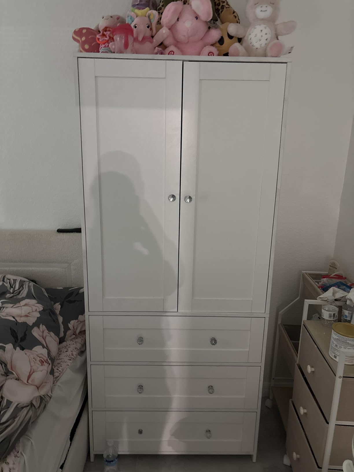 VOWNER Armoire Wardrobe Closet with Drawers and Mirror, 71