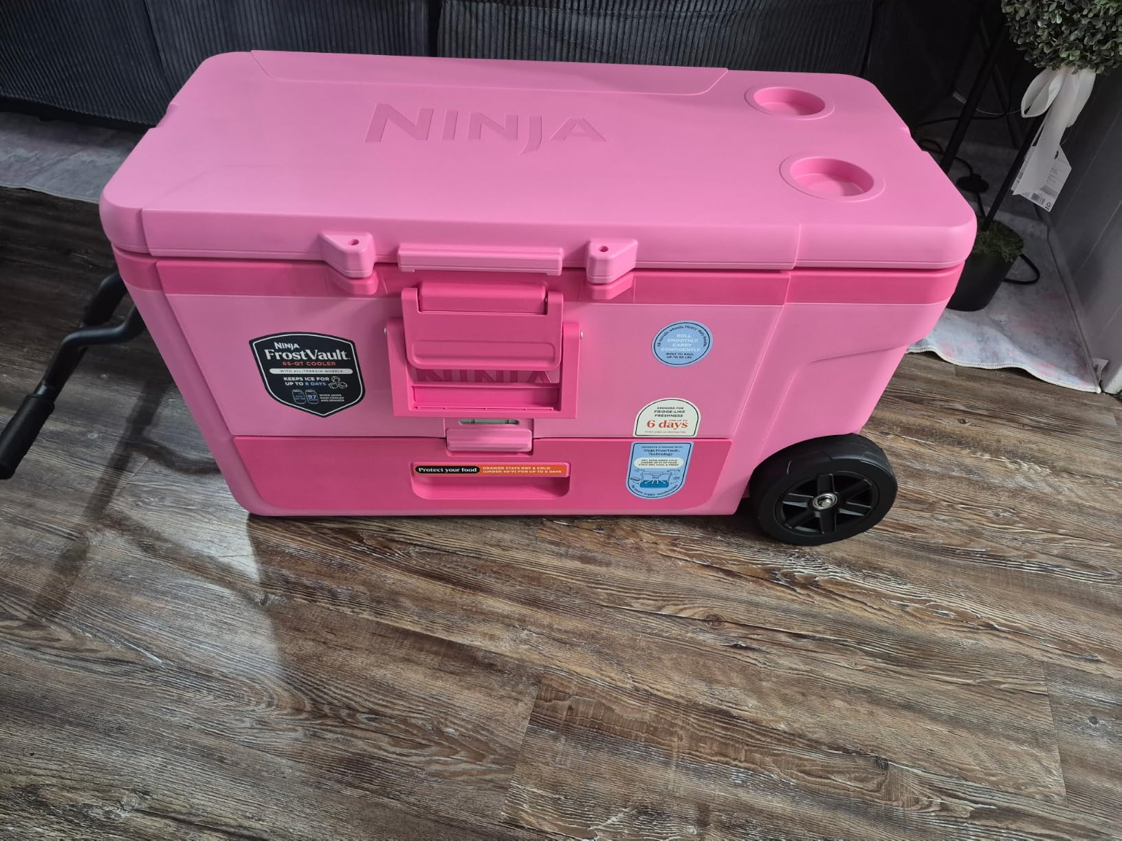 Ninja FrostVault™ 45qt Cooler with Wheels, Dry Storage, Lakeshore Blue | Ninja FrostVault's 45-qt capacity holds 68 cans, keeps food cool & dry, and rolls easily on all-terrain wheels customer photo 1