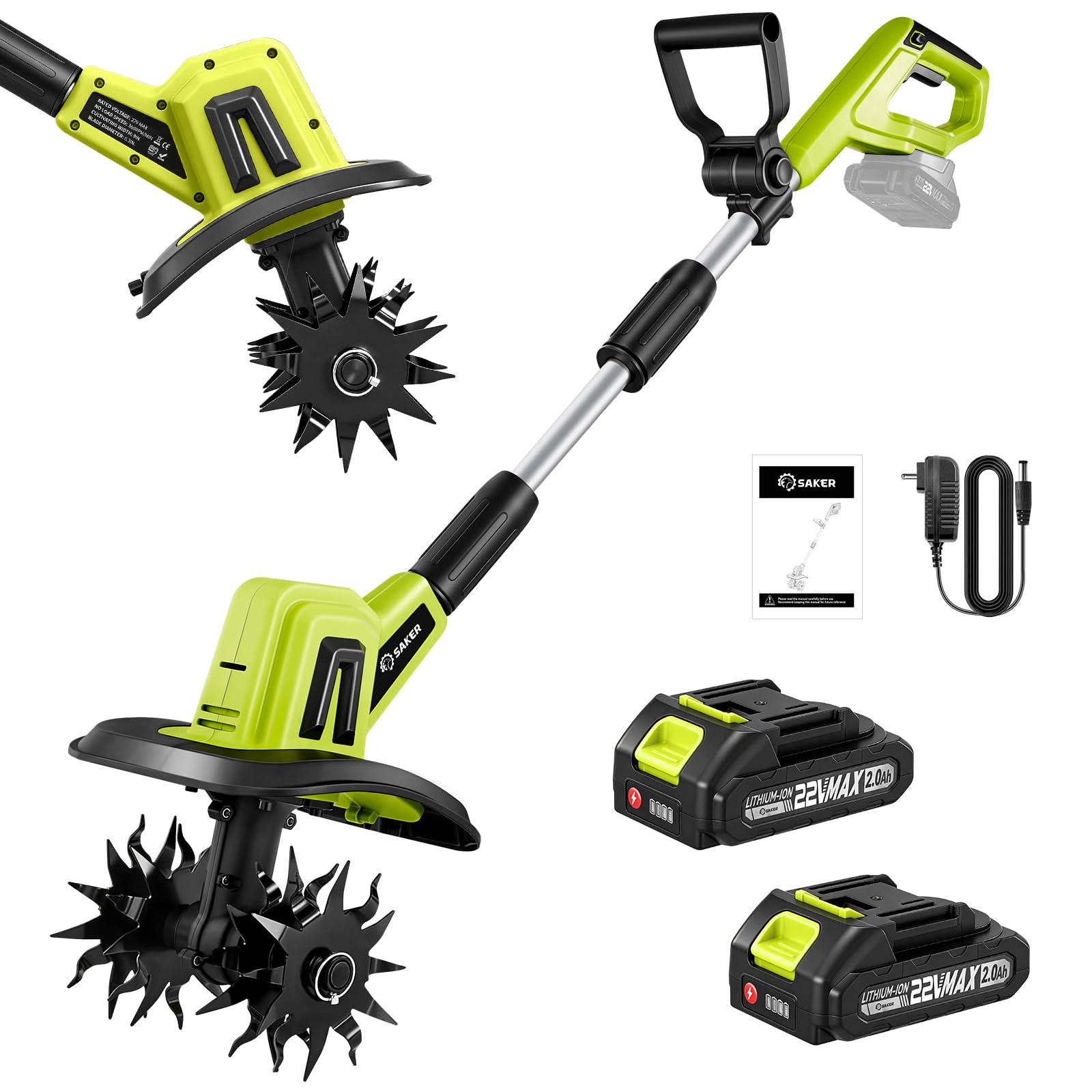 Saker 22V Cordless Electric Garden Tiller Cultivator, Lightweight Rototiller for Gardening, 9-Inch Tilling Width, 6.3-Inch Depth for Soil Preparation, Weeding, and Gardening 2 Batteries SK-TC18B customer photo 1
