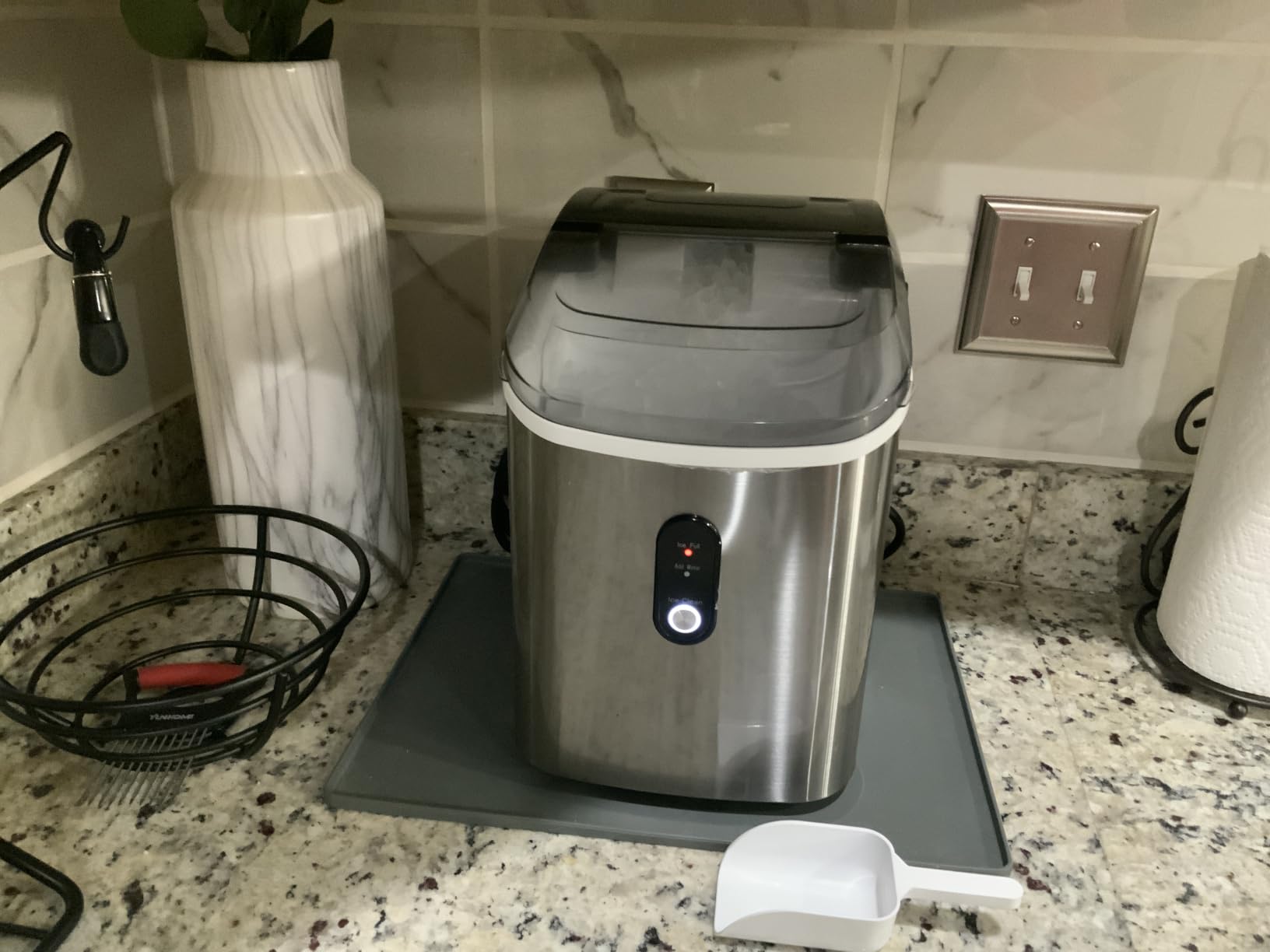 Antarctic Star Nugget Ice Maker Countertop with Soft Chewable Ice, Portable Sonic Ice Maker with Basket and Scoop, Removable Top Cover, Auto-Cleaning for Home/Party/RV/Camping (Stainless Steel Silver) customer photo 1