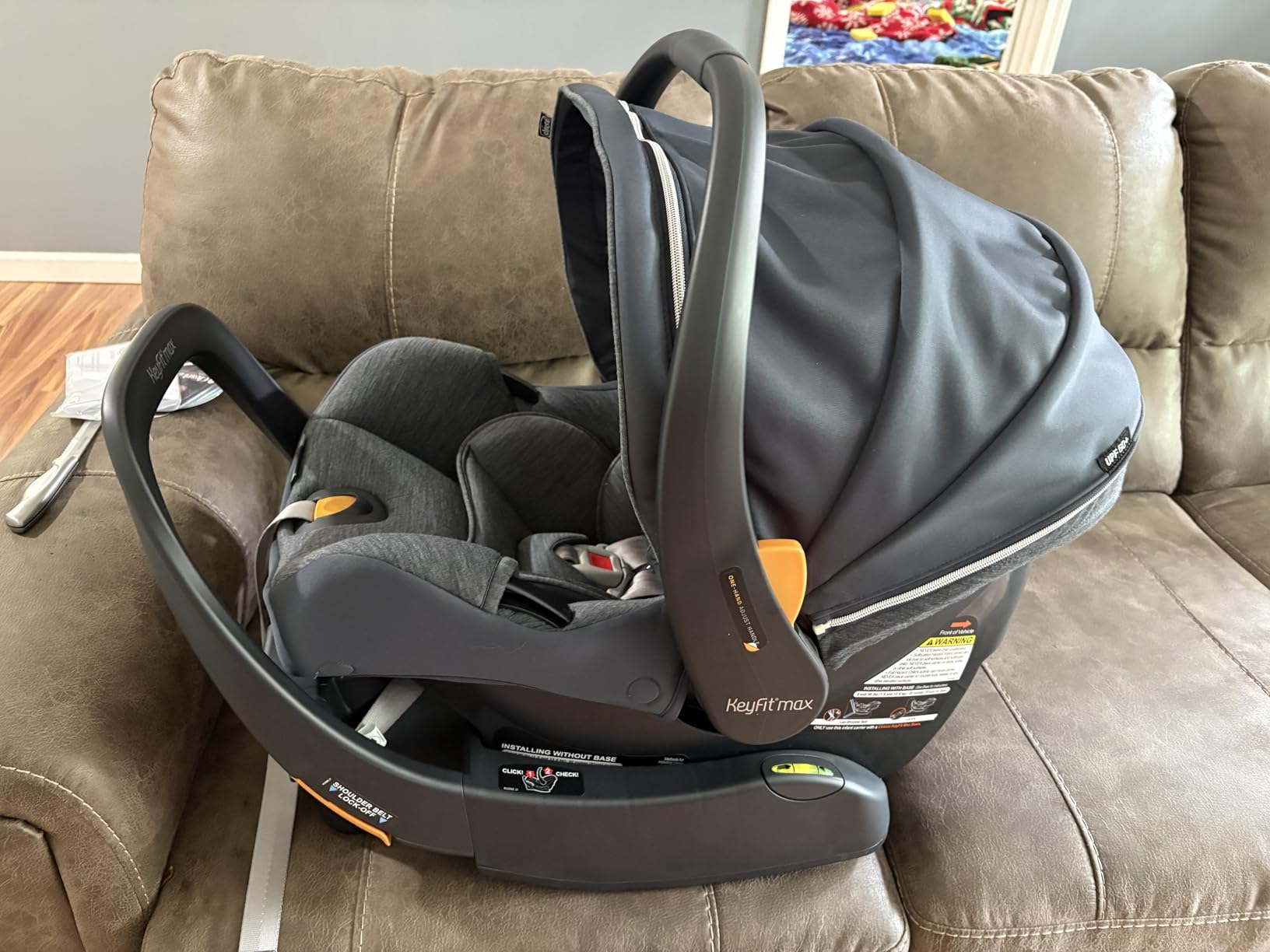 Chicco KeyFit Max Zip ClearTex Infant Car Seat and Base, Rear-Facing Seat for Infants 4-30 lbs., Infant Head and Body Support, Compatible with Chicco Strollers, Baby Travel Gear, Sierra/Beige customer photo 1