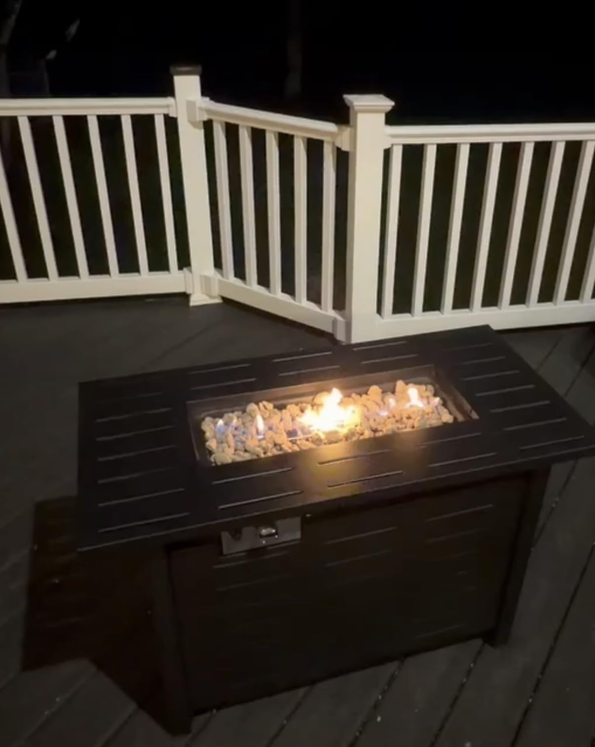 Aoxun 41 Inch Propane Fire Pit - 50,000 BTU Gas Fire Pit Table with Removable Lid & Lava Rocks, Rectangle Firepit Table for Outside, Patio, Deck, Backyard, Black customer photo 2