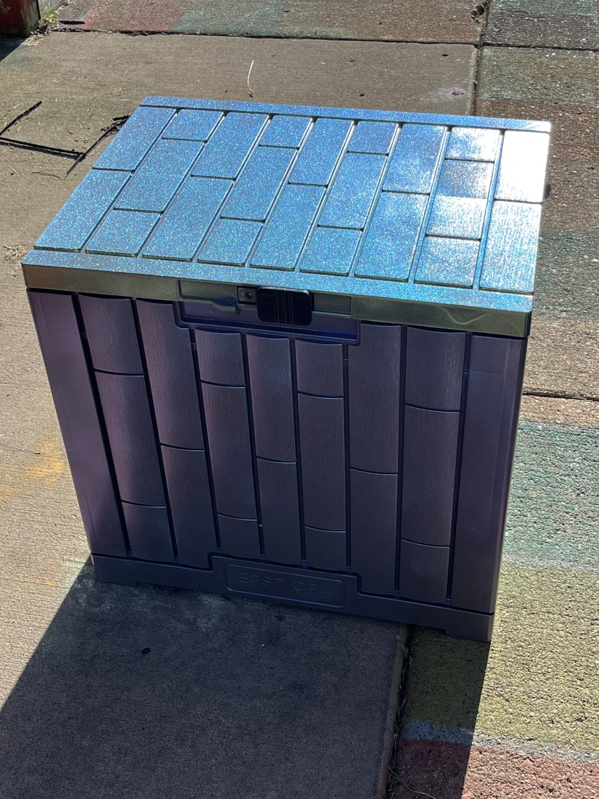 EAST OAK 120 Gallon Outdoor Storage Box | Large Resin Deck Box with Reinforced Stainless Steel Support | Waterproof & UV-Resistant Patio Storage Box for Cushions, Garden Tools & Pool Accessories, Grey customer photo 2