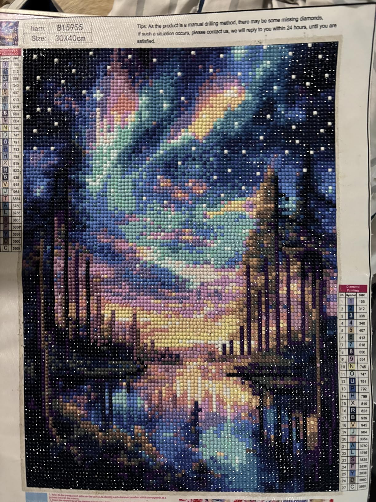Offito Starry Sky Diamond Art Kits for Adults, 5D Aurora Lake Diamond Painting Kits for Beginners, Fantastic Landscapes DIY Full Drill Dots Gem Art Paint for Home Wall Decor 12 x 16 Inch customer photo 1